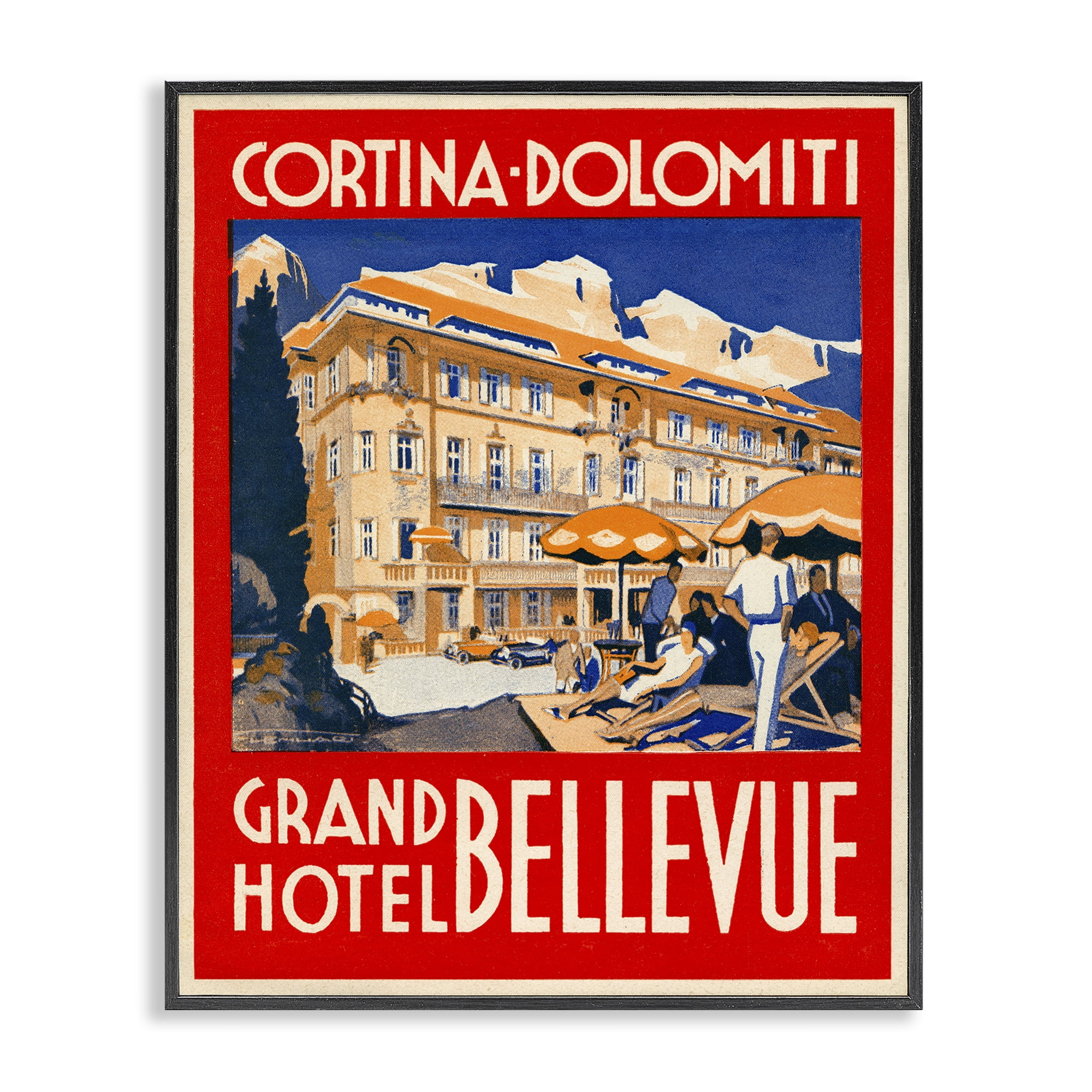 Stupell Industries Grand Hotel Bellevue Vintage Black Framed Giclee Art, design by Print Collection