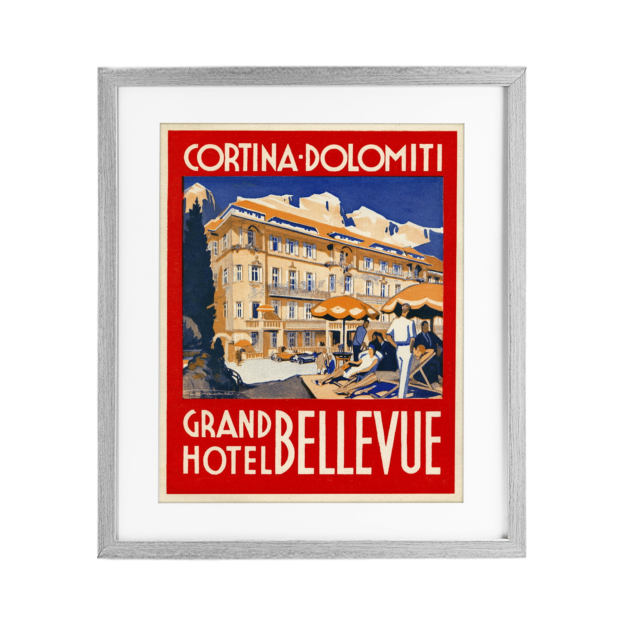 Stupell Industries Grand Hotel Bellevue Vintage Gray Framed Print Under Glass, design by Print Collection