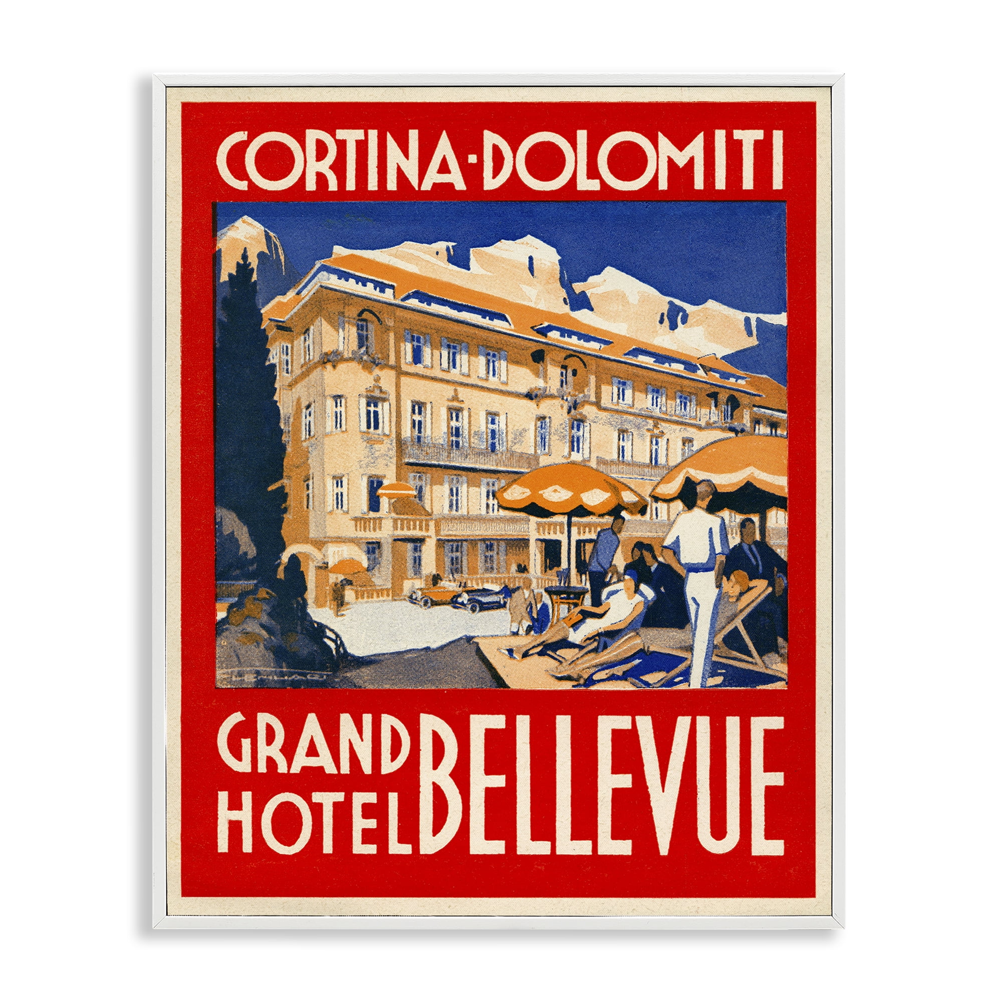 Stupell Industries Grand Hotel Bellevue Vintage White Framed Giclee Art, design by Print Collection