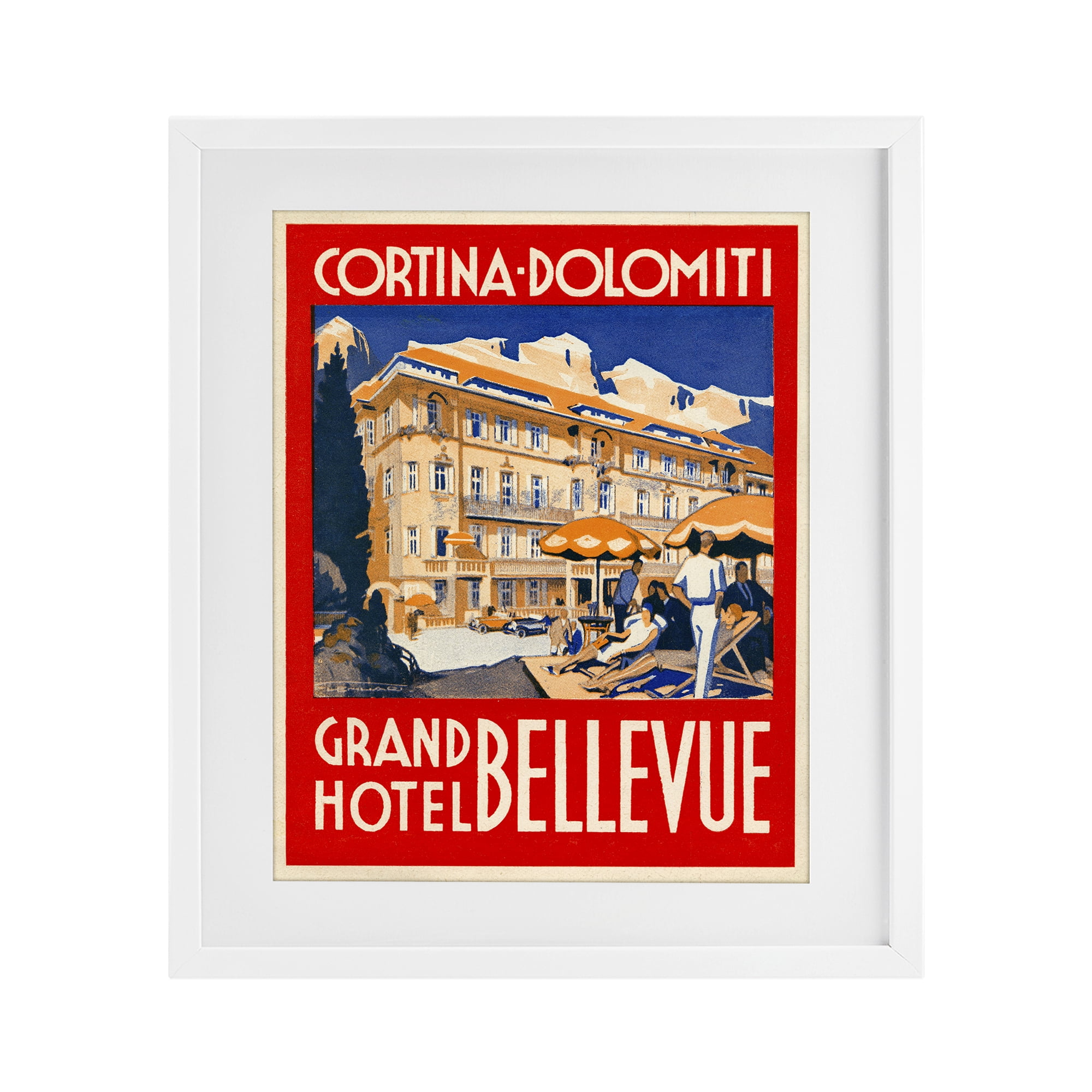 Stupell Industries Grand Hotel Bellevue Vintage White Framed Print Under Glass, design by Print Collection