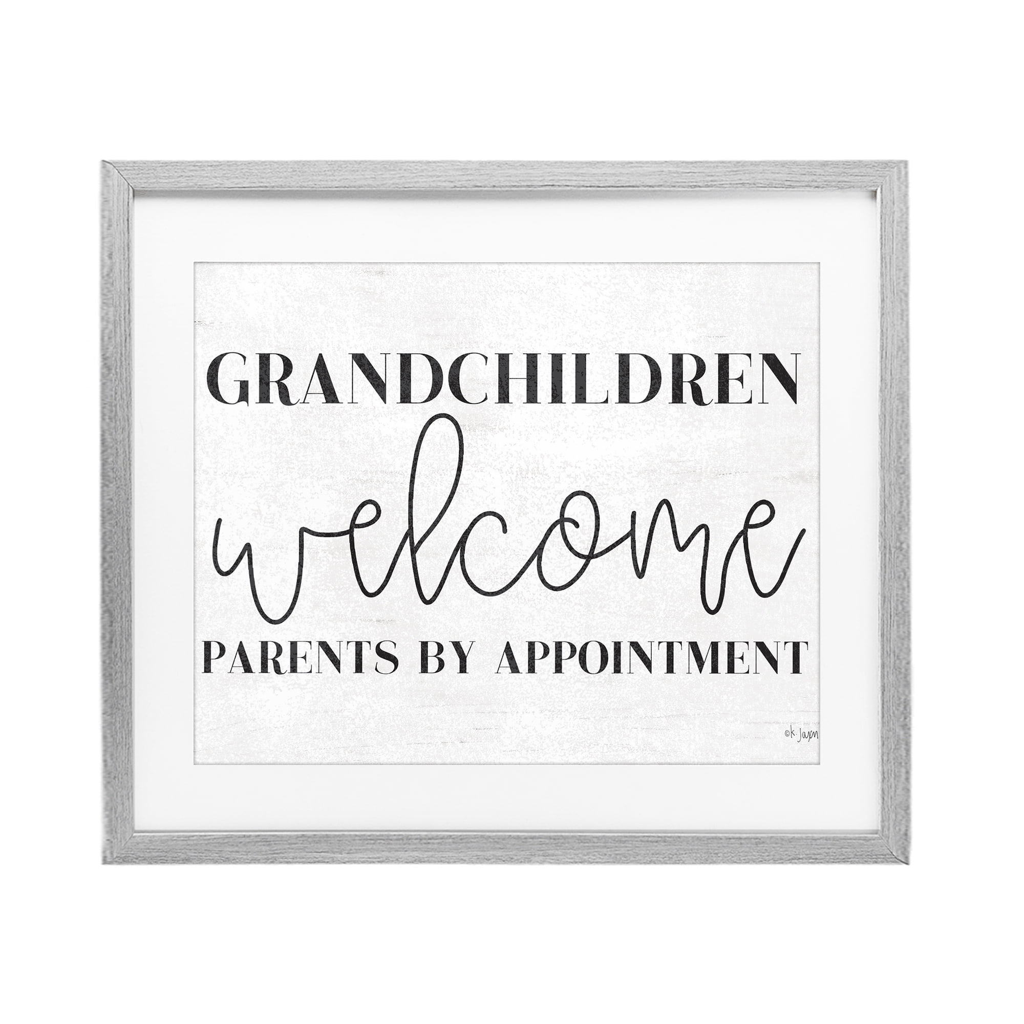 Stupell Industries Grandchildren Welcome Parents by Appointment Gray Framed Print Under Glass, design by Jaxn Blvd.