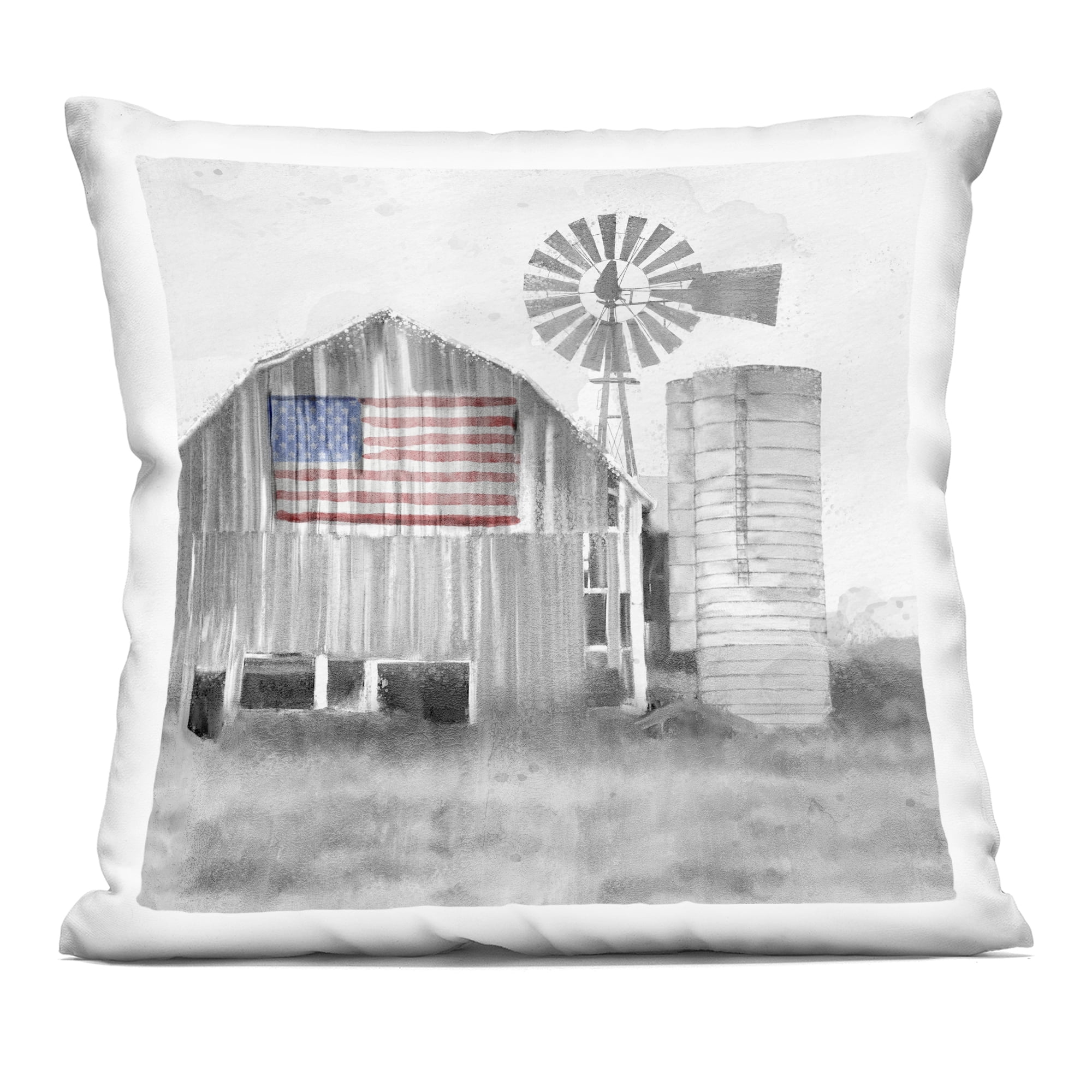 Stupell Industries Grandfather's Barn with Flag Decorative Printed Throw Pillow, design by Kim Allen, 18 x 7 x 18