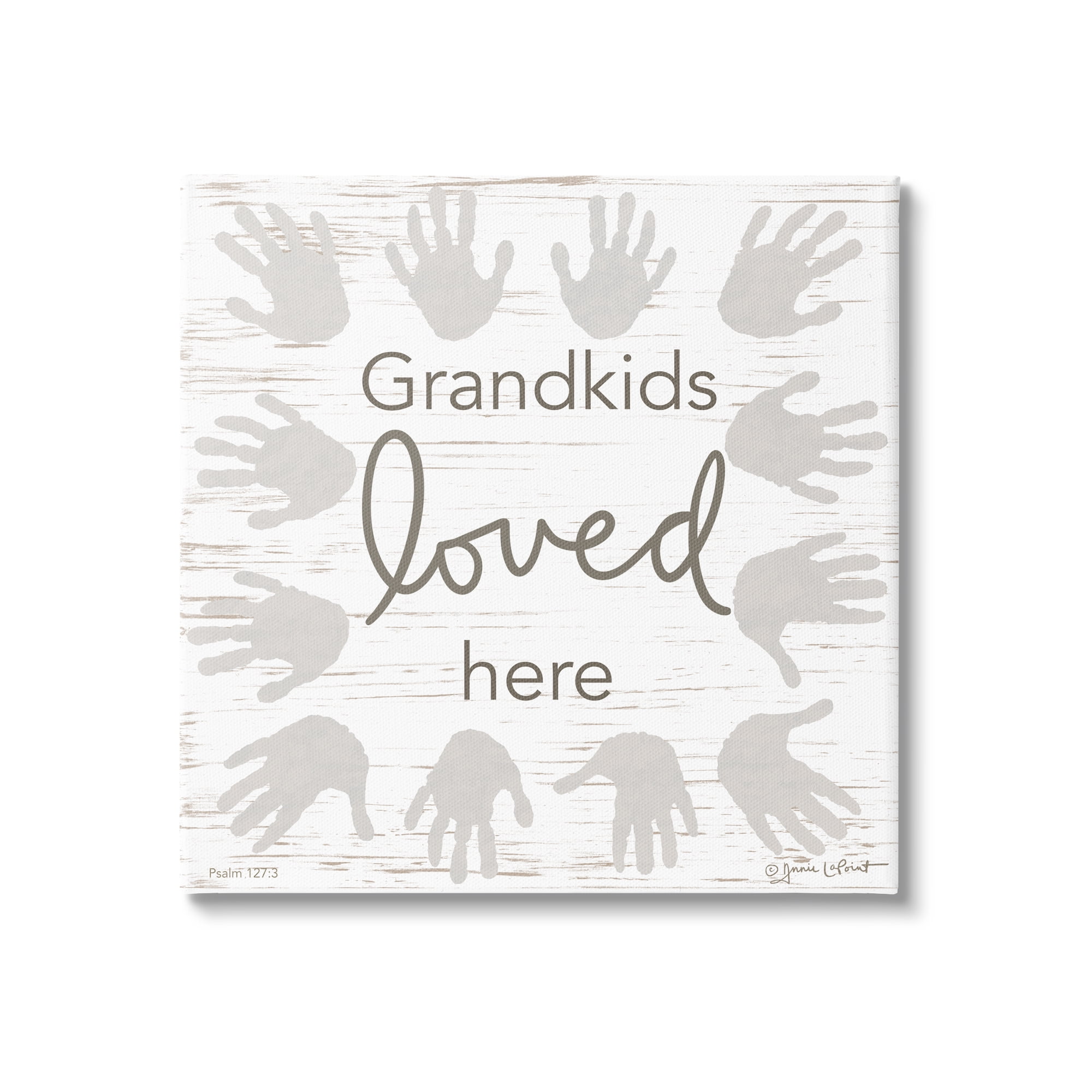 Stupell Industries Grandkids Loved Here Fun Family Grandparents Handprints Graphic Art Gallery Wrapped Canvas Print Wall Art, Design by Annie LaPoint