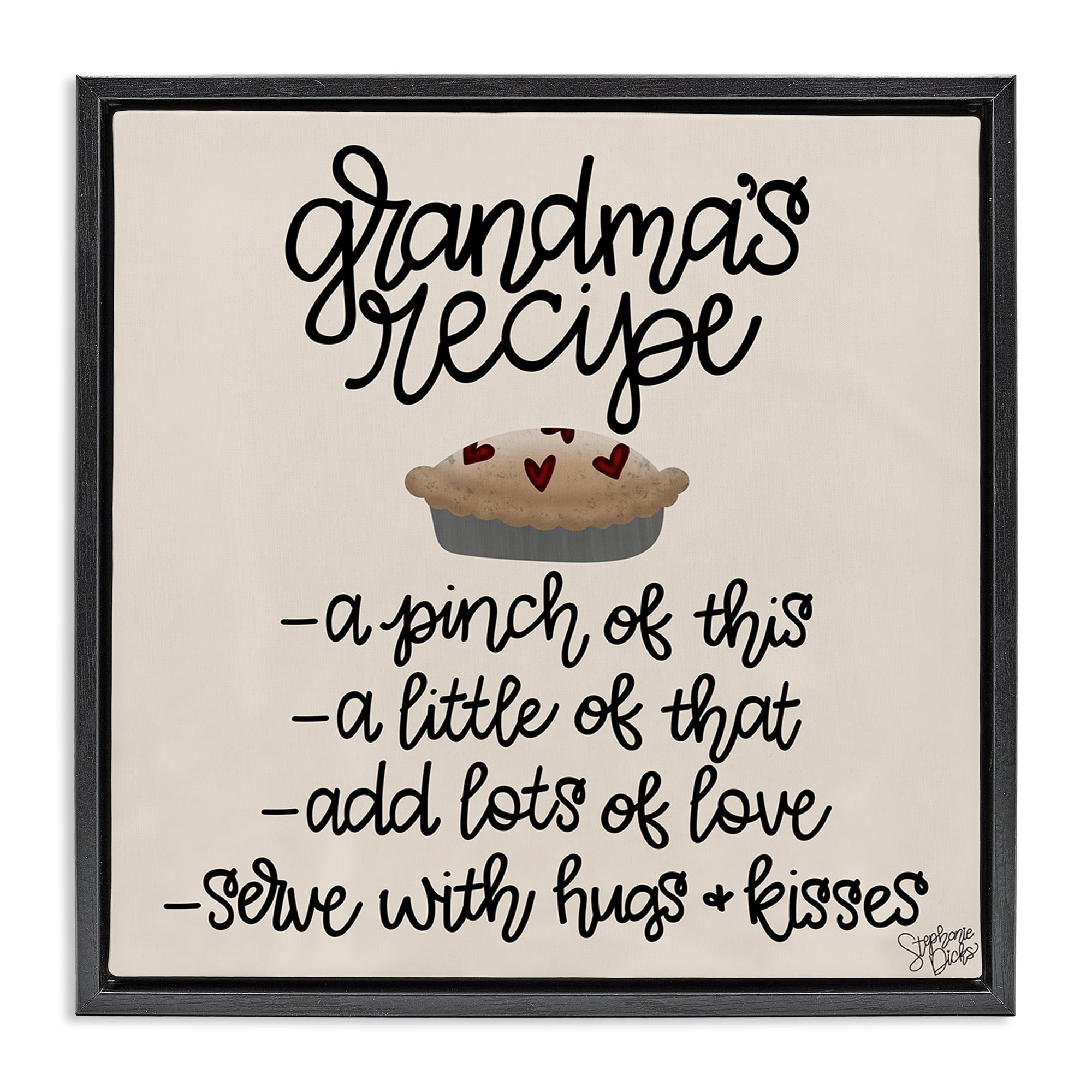 Stupell Industries Grandma's Dessert Recipe Food & Beverage Painting Black Floater Framed Canvas Art Print Wall Art, 18 x 18