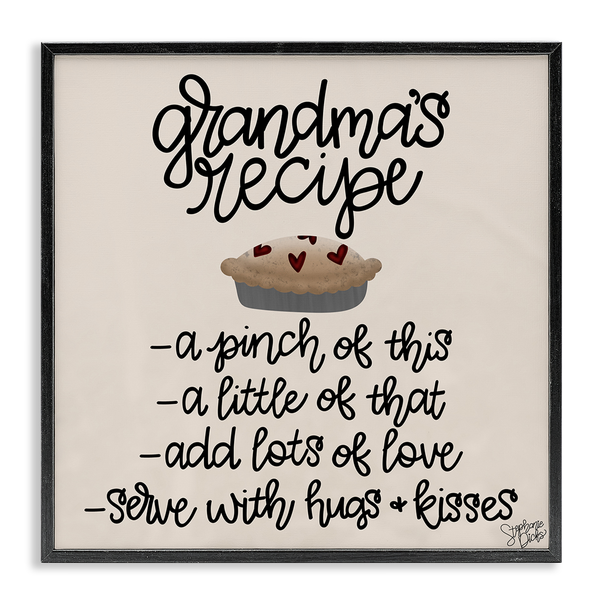 Stupell Industries Grandma's Dessert Recipe Food & Beverage Painting Black Framed Art Print Wall Art, 12 x 12