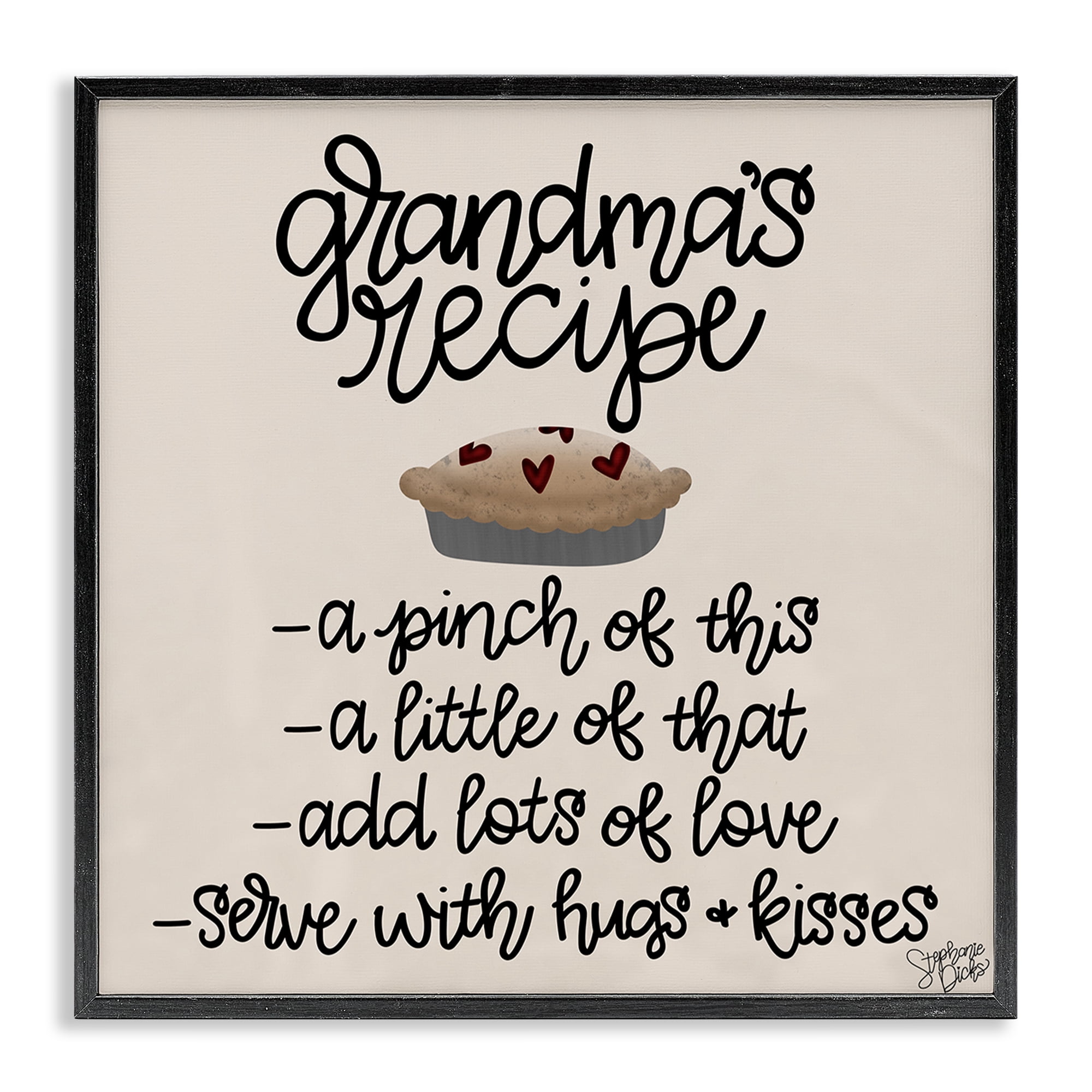Stupell Industries Grandma's Dessert Recipe Food & Beverage Painting Black Framed Art Print Wall Art, 24 x 24