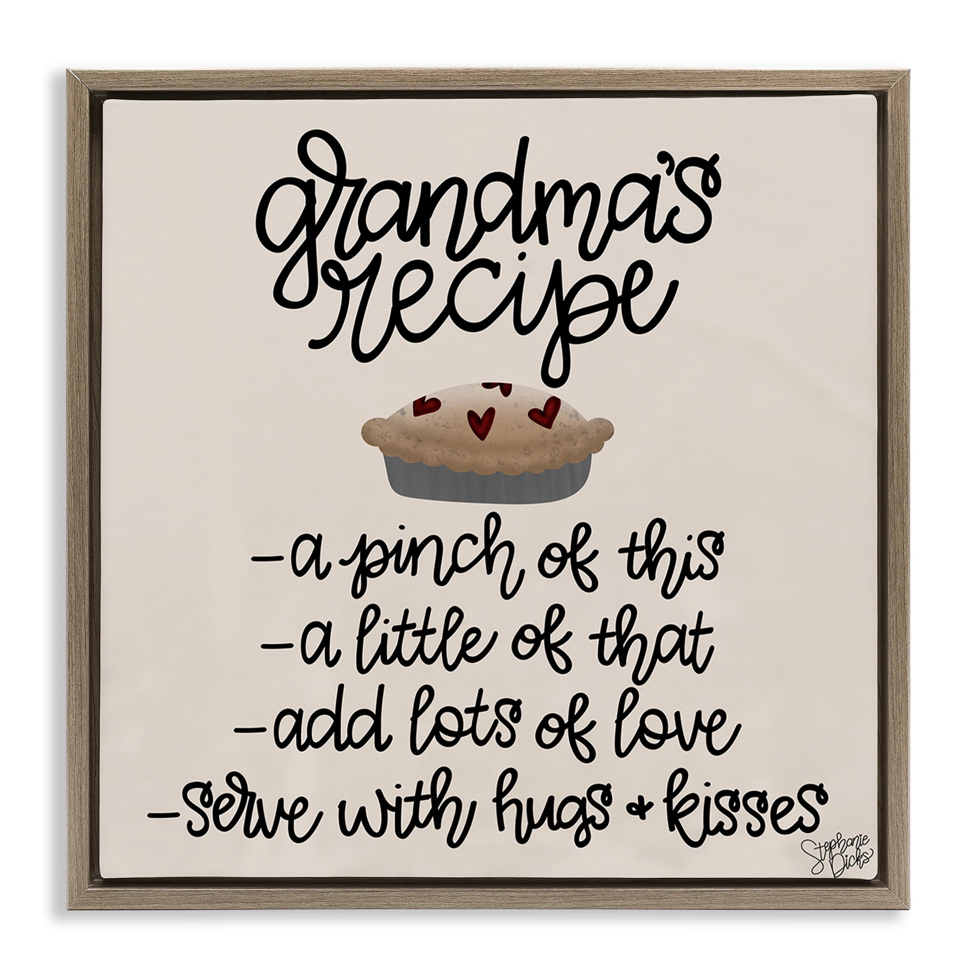 Stupell Industries Grandma's Dessert Recipe Food & Beverage Painting Brown Floater Framed Canvas Art Print Wall Art, 25 x 25
