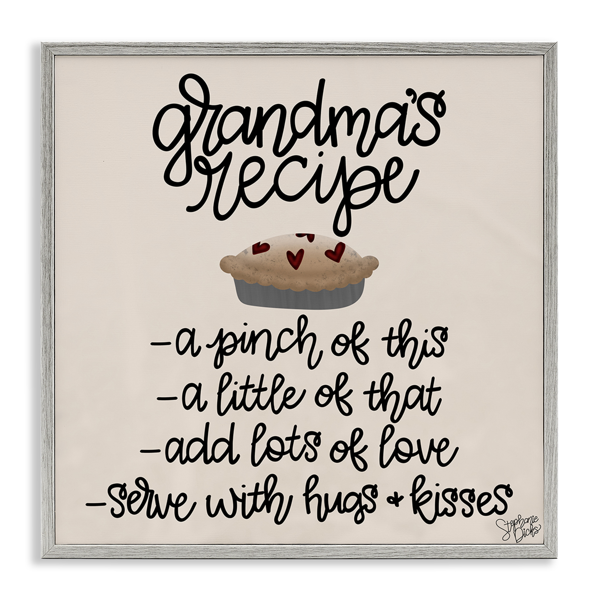 Stupell Industries Grandma's Dessert Recipe Food & Beverage Painting Gray Framed Art Print Wall Art, 17 x 17