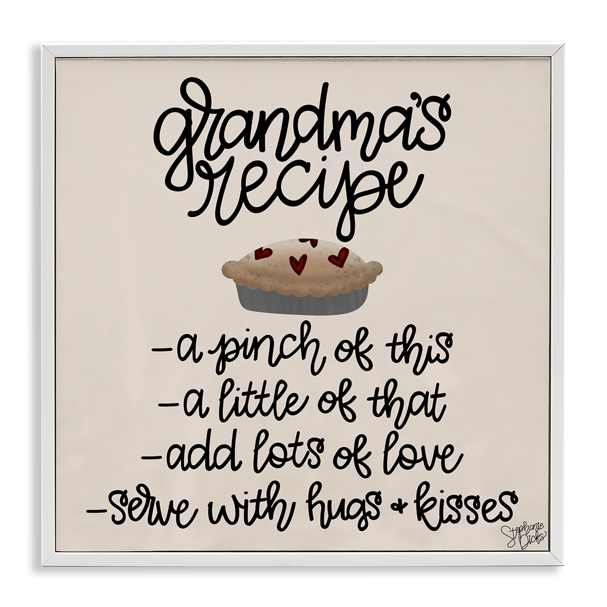 Stupell Industries Grandma's Dessert Recipe Food & Beverage Painting White Framed Art Print Wall Art, 17 x 17