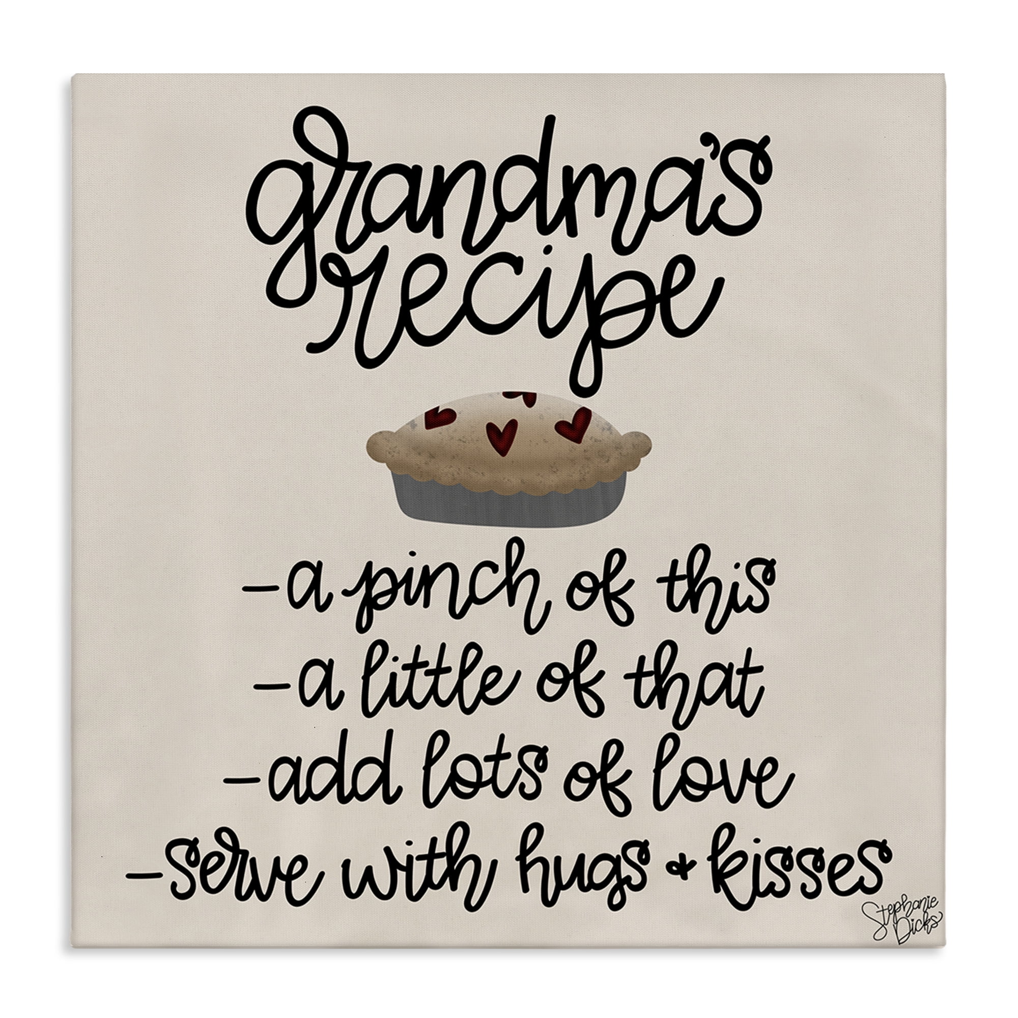 Stupell Industries Grandma's Dessert Recipe Food & Beverage Painting Wrapped Canvas Art Print Wall Art, 17 x 17