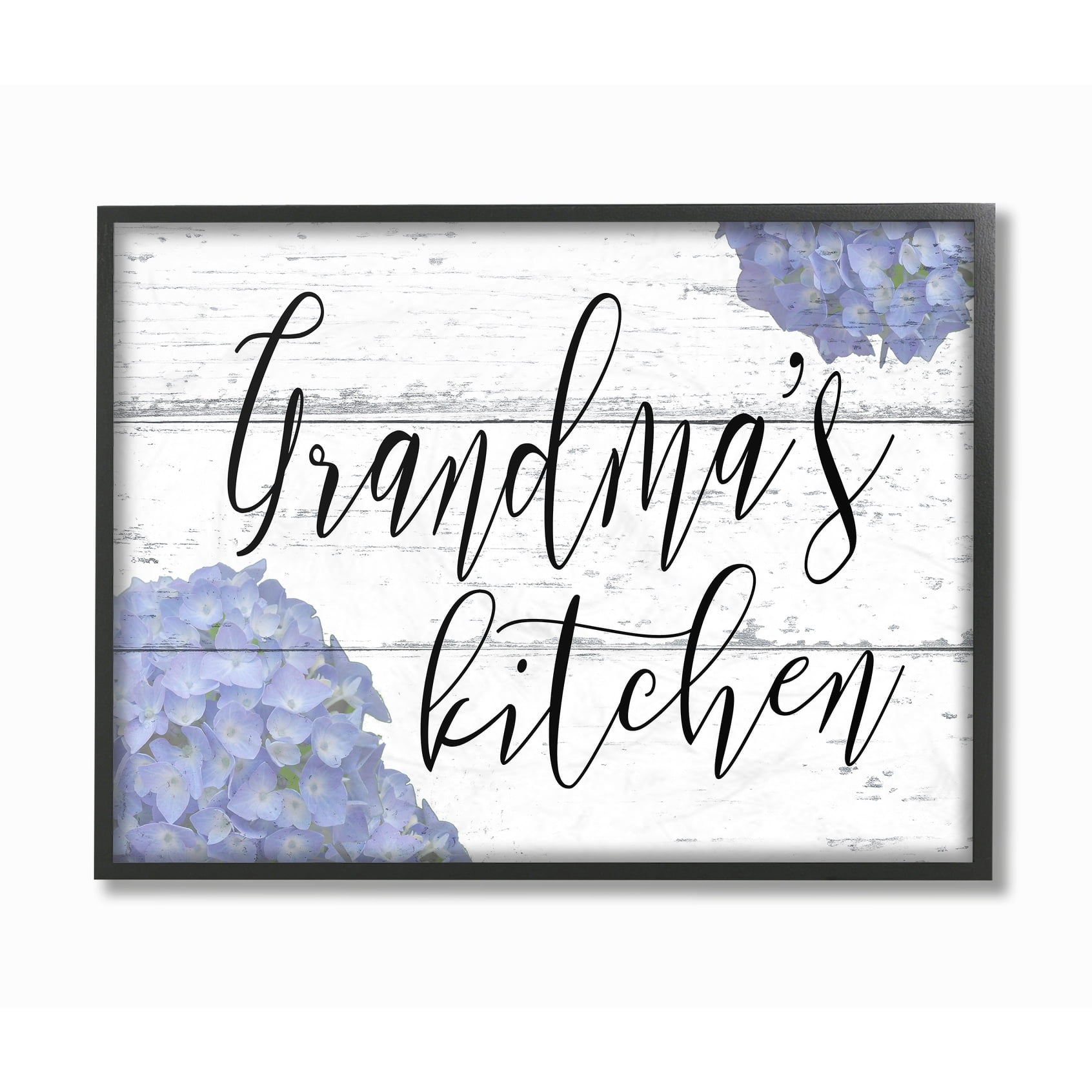Stupell Industries Grandma's Kitchen Hydrangeas Botanical & Floral Painting Black Framed Art Print Wall Art, 11 x 14