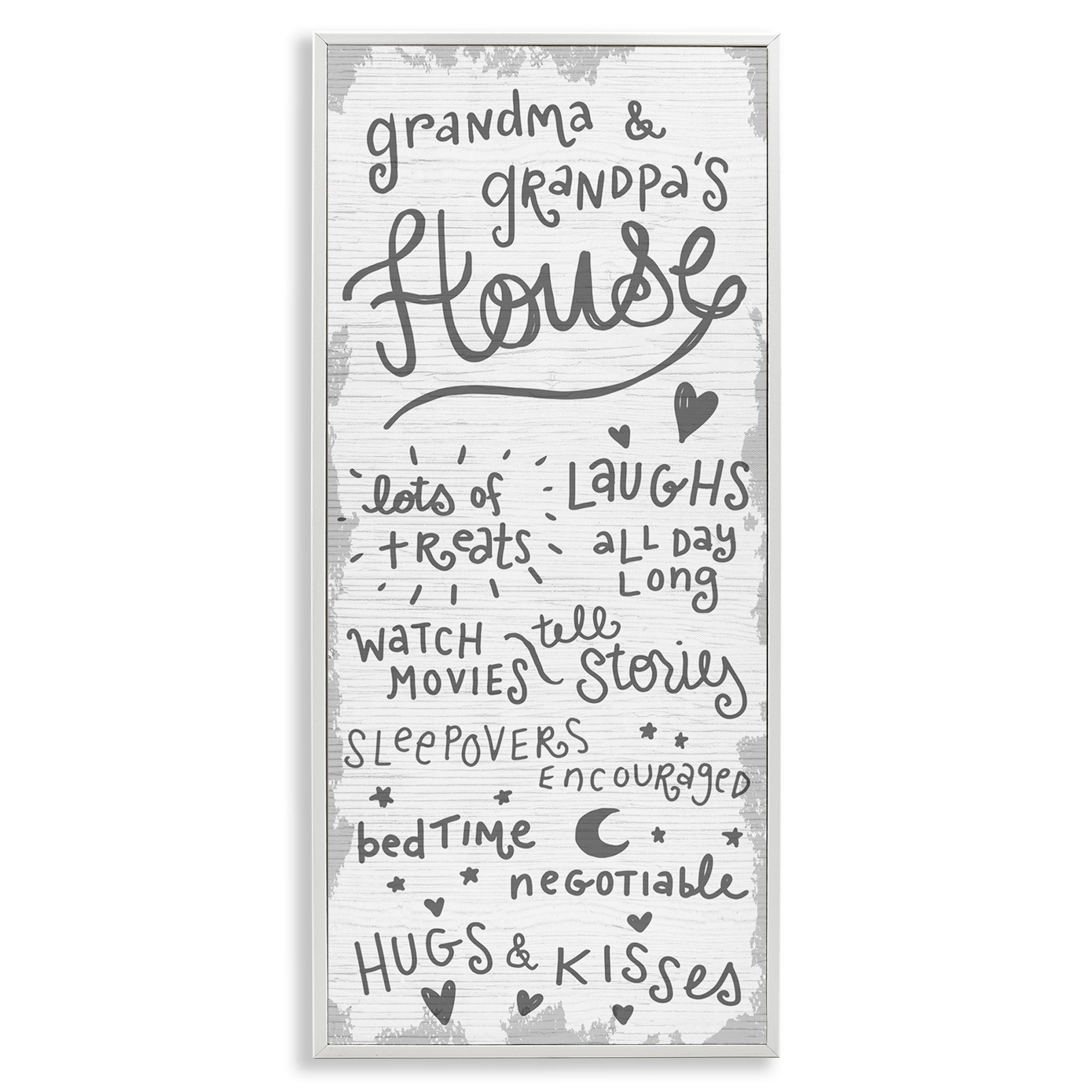 Stupell Industries Grandparents House Family Home Grey Neutral Word Design, 10 x 24,Design by Daphne Polselli