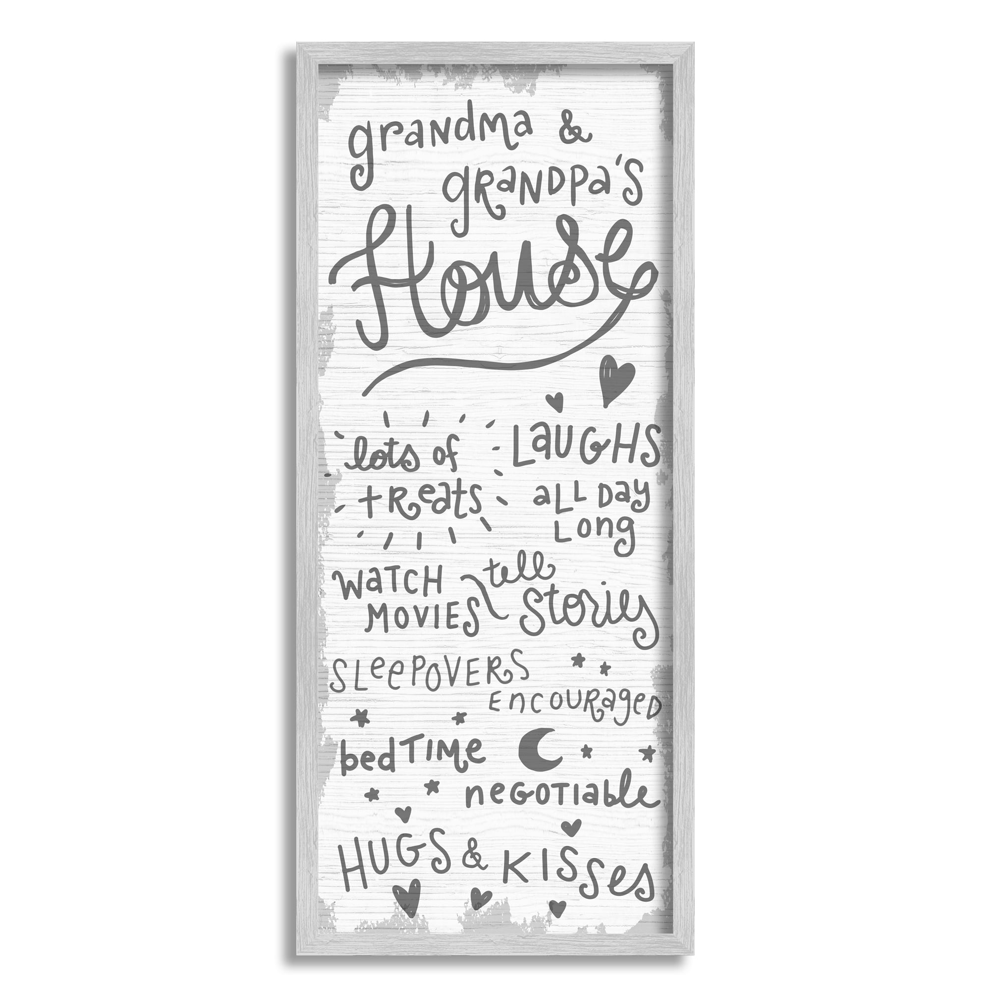 Stupell Industries Grandparents House Family Home Grey Neutral Word Design, 10 x 24,Design by Daphne Polselli