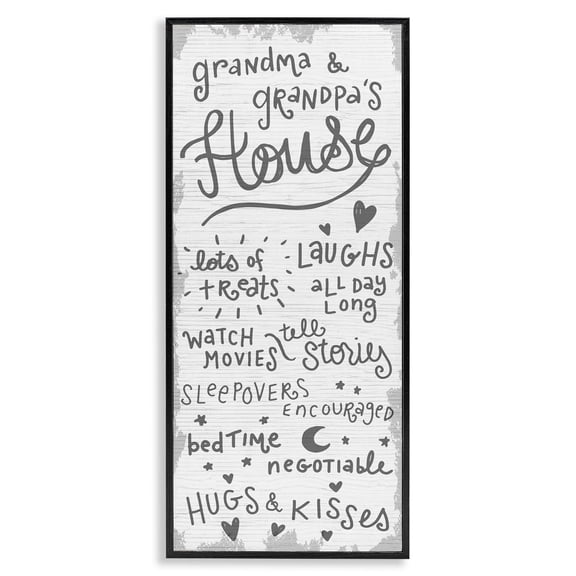 Stupell Industries Grandparents House Family Home Grey Neutral Word Design, 13 x 30,Design by Daphne Polselli