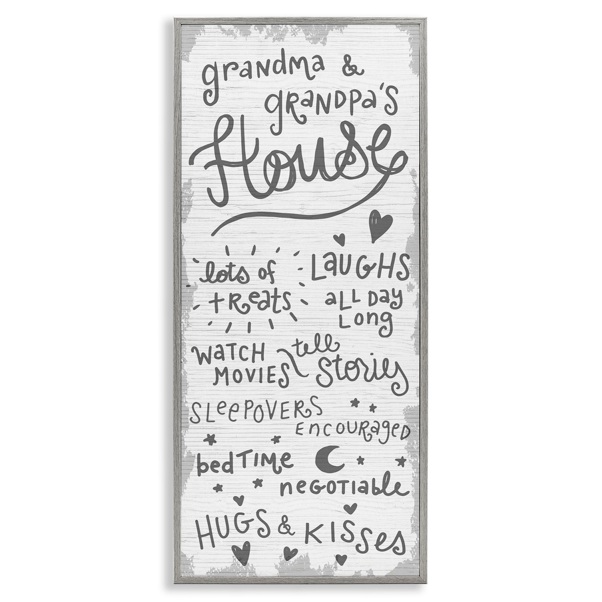 Stupell Industries Grandparents House Family Home Grey Neutral Word Design, 13 x 30,Design by Daphne Polselli