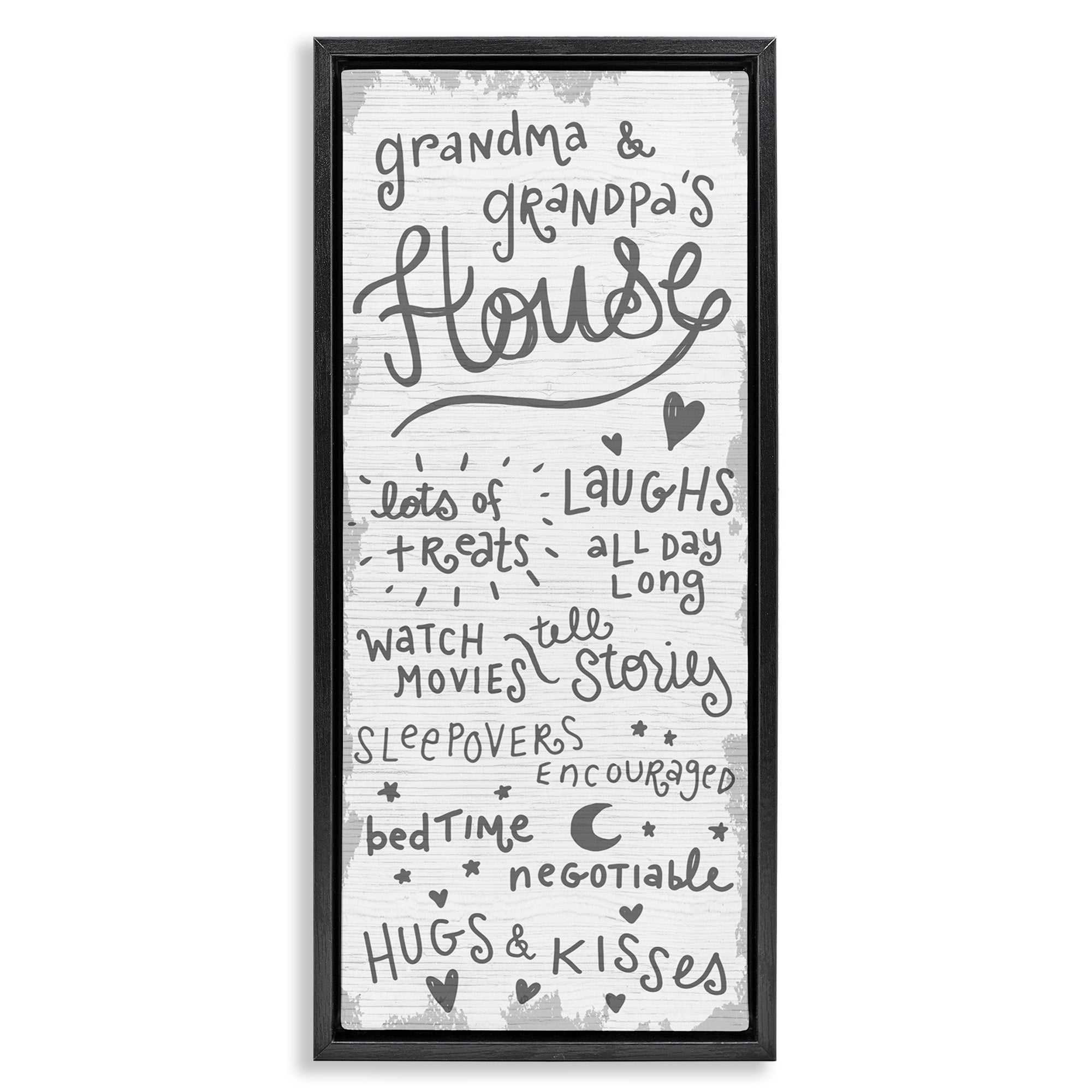 Stupell Industries Grandparents House Fun Family Inspirational Painting Black Floater Framed Canvas Art Print Wall Art, 15 x 31