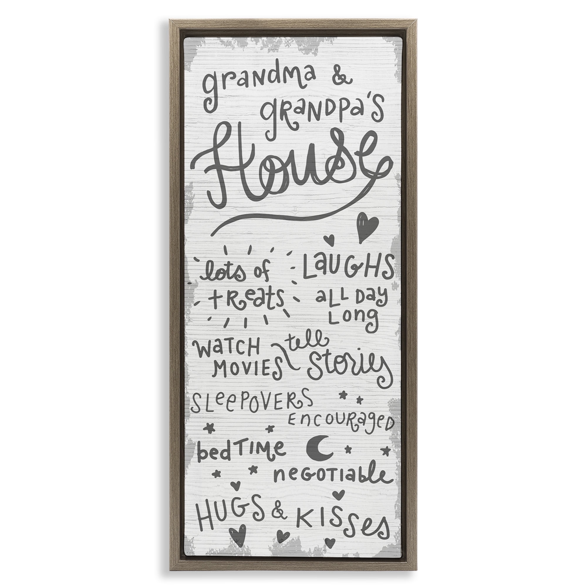 Stupell Industries Grandparents House Fun Family Inspirational Painting Brown Floater Framed Canvas Art Print Wall Art, 15 x 31