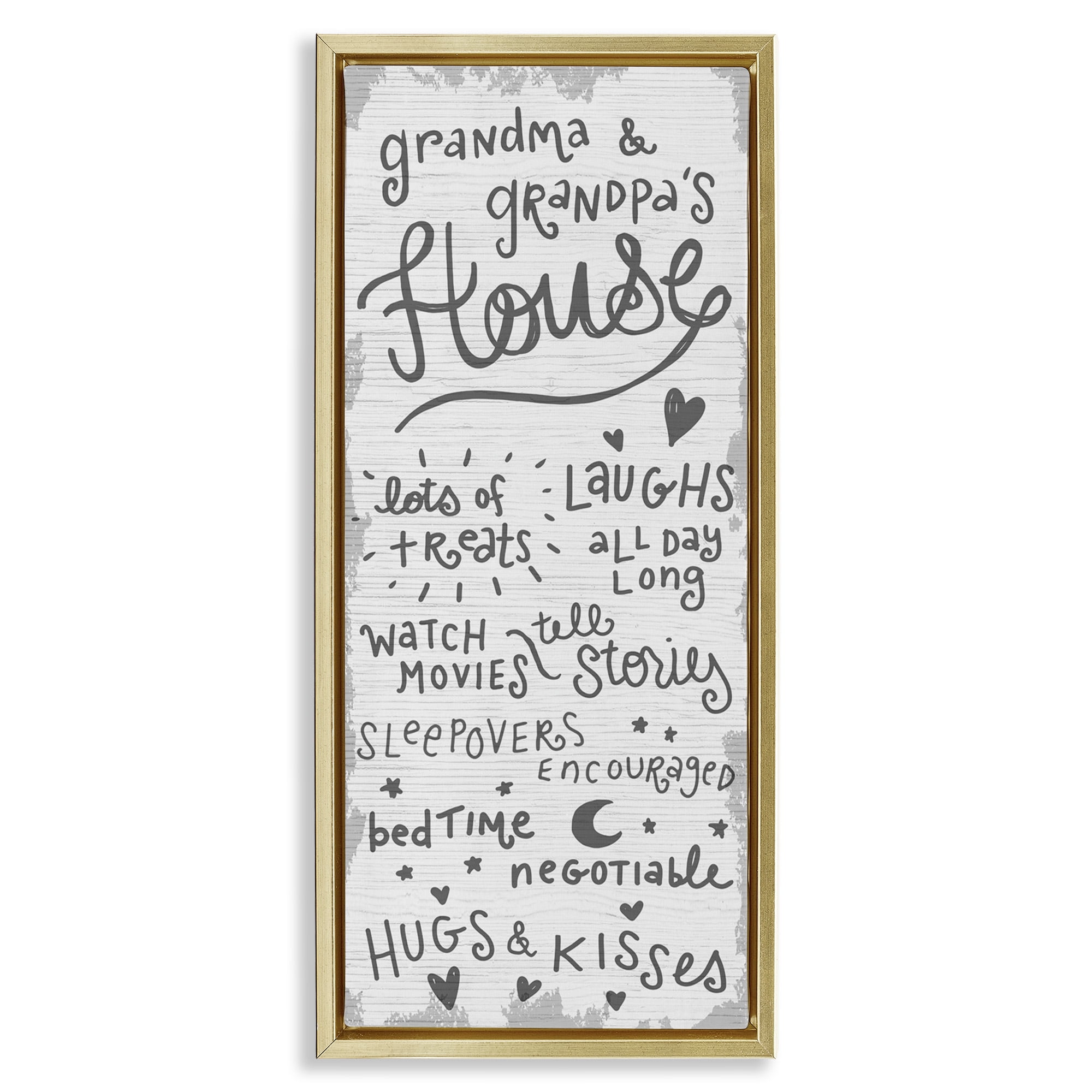 Stupell Industries Grandparents House Fun Family Inspirational Painting Gold Floater Framed Canvas Art Print Wall Art, 11 x 25