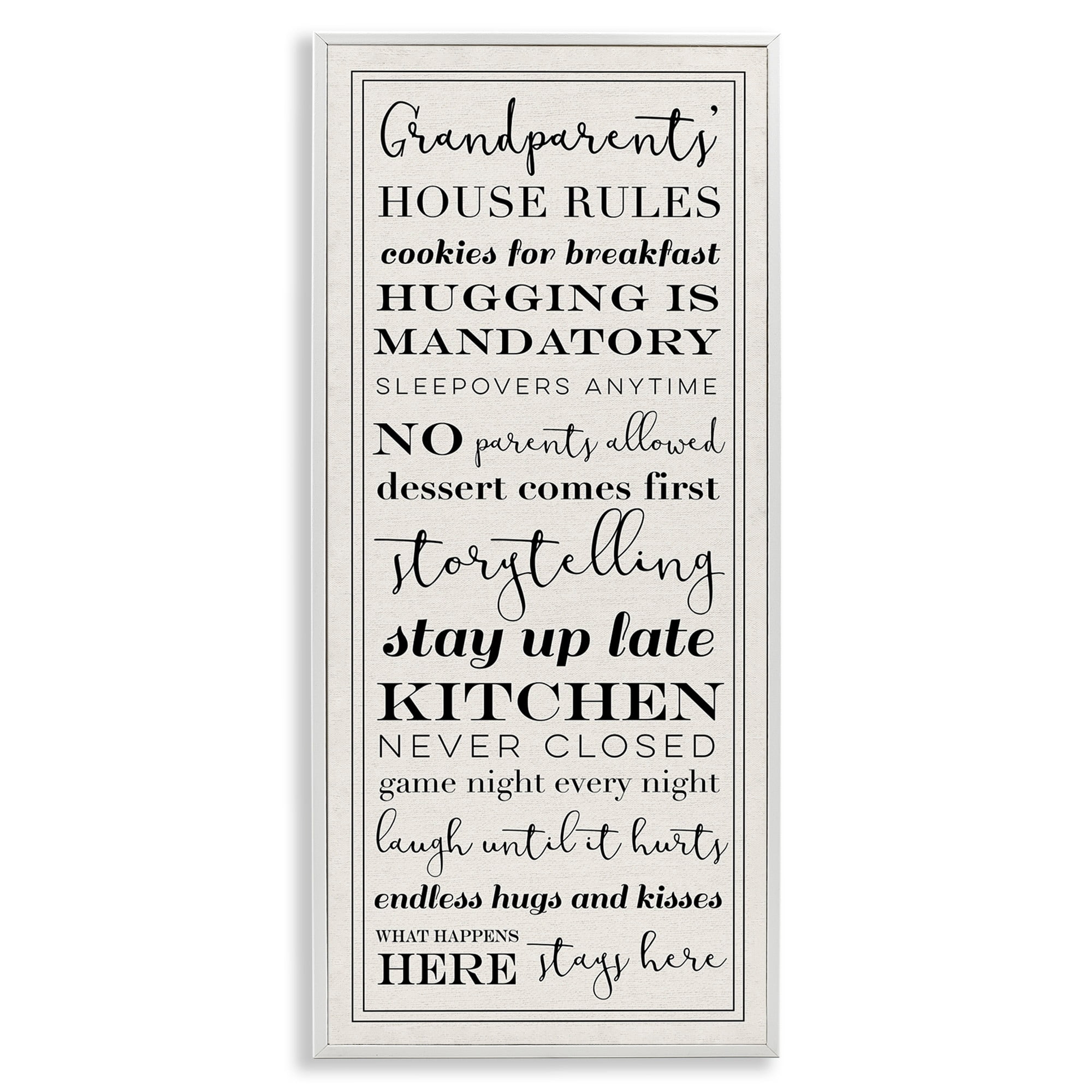 Stupell Industries Grandparents House Rules, 10 x 24,Design by Daphne Polselli