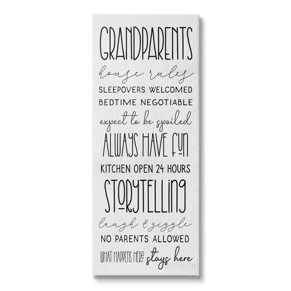 Stupell Industries Grandparents House Rules Fun Rustic Family Sign, 10 x 24, Design by Lil' Rue