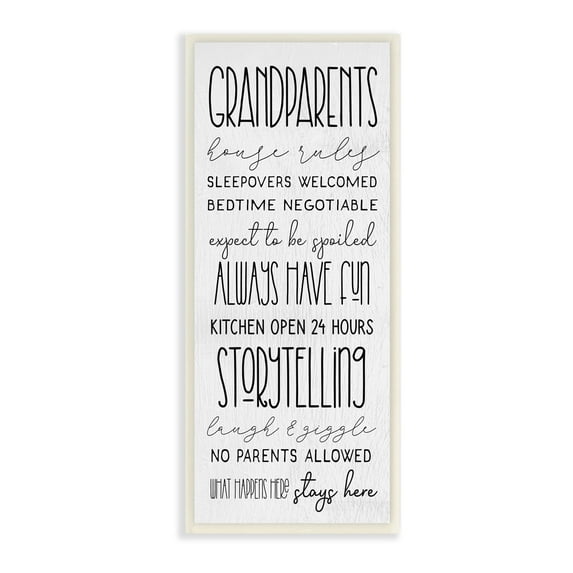 Stupell Industries Grandparents House Rules Fun Rustic Family Sign, 7 x 17, Design by Lil' Rue