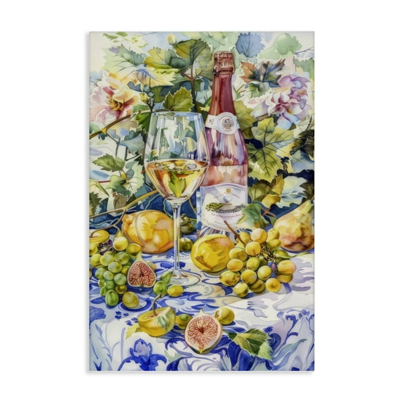 Stupell Industries Grape Vines Wine Glass Food & Beverage Painting Wrapped Canvas Art Print Wall Art, 20 x 30