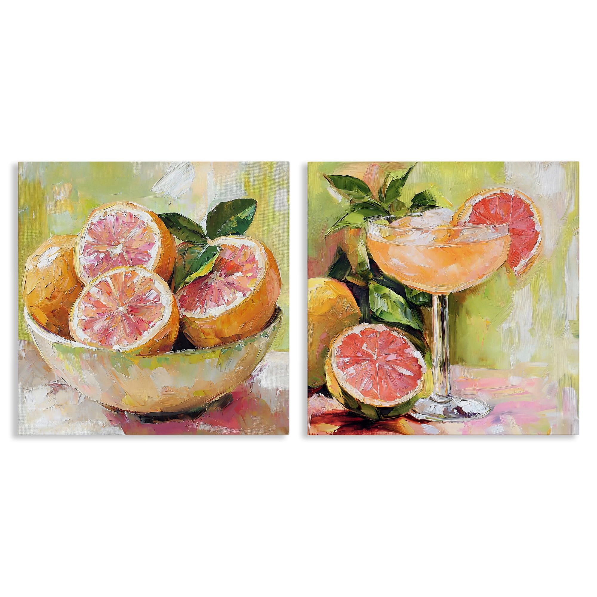 Stupell Industries Grapefruit Bowl & Cocktail 2 Piece Canvas Wall Art Set, design by Riley B
