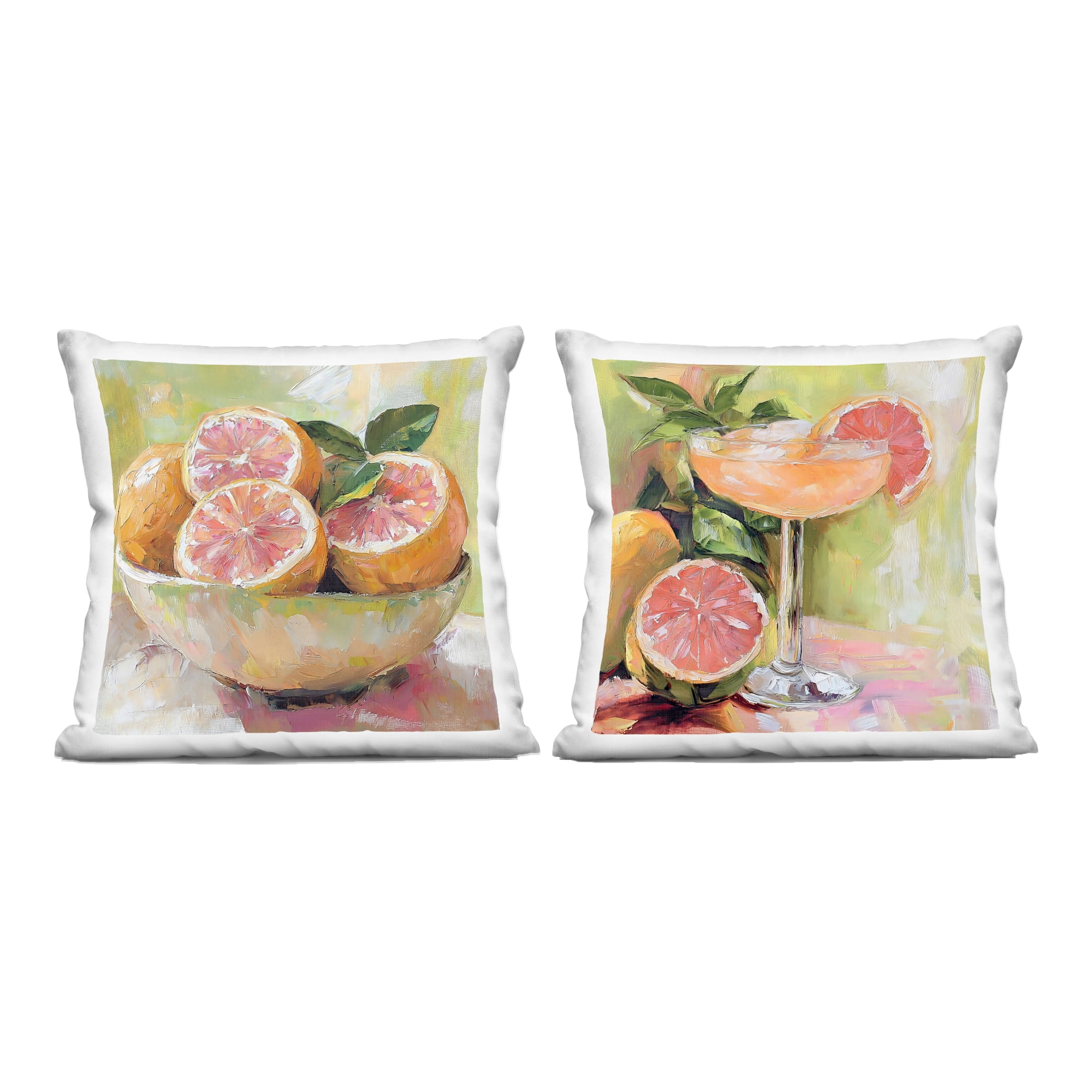 Stupell Industries Grapefruit Bowl & Cocktail 2 Piece Decorative Printed Throw Pillow Set, design by Riley B, 18 x 7 x 18