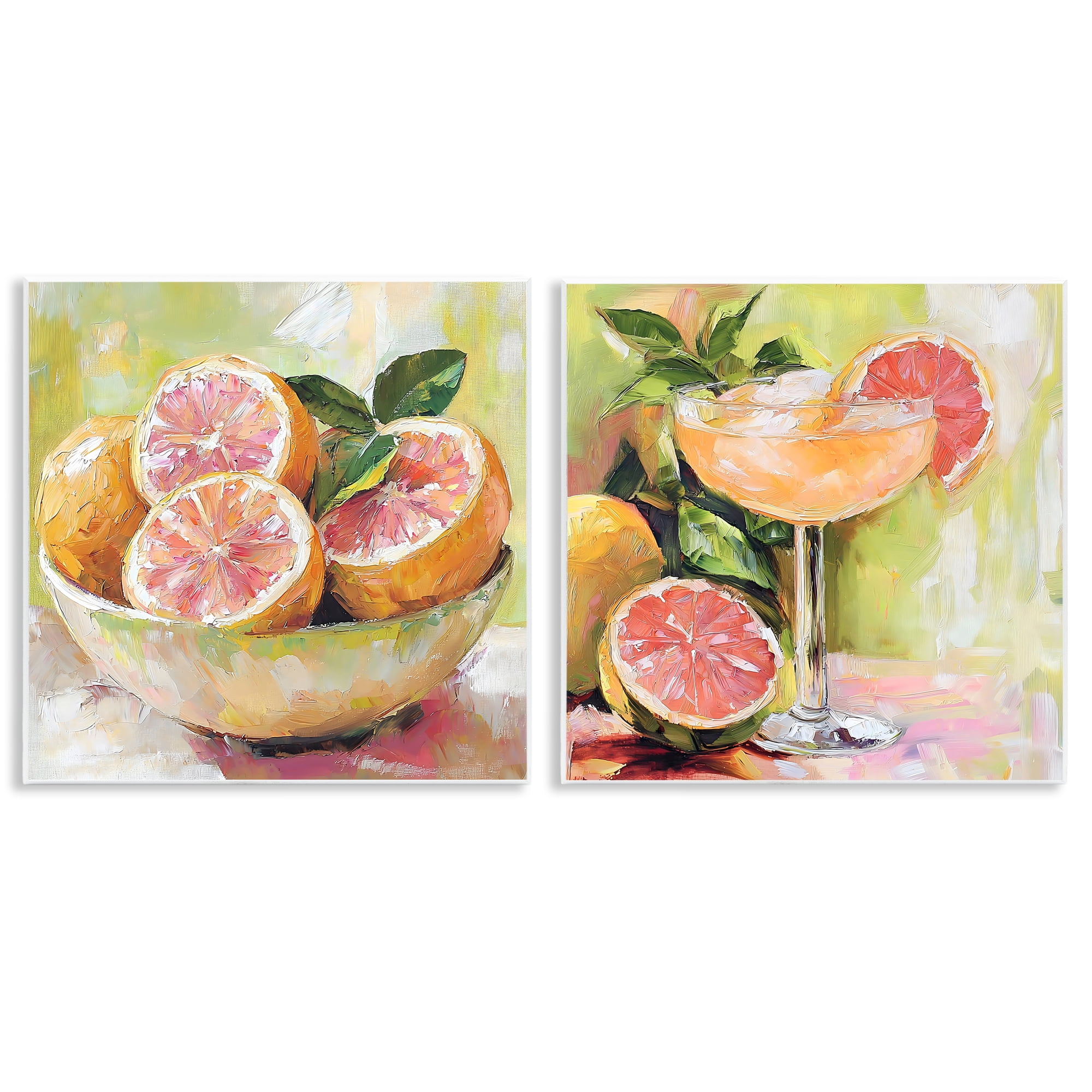 Stupell Industries Grapefruit Bowl & Cocktail 2 Piece Wall Plaque Art Set, design by Riley B
