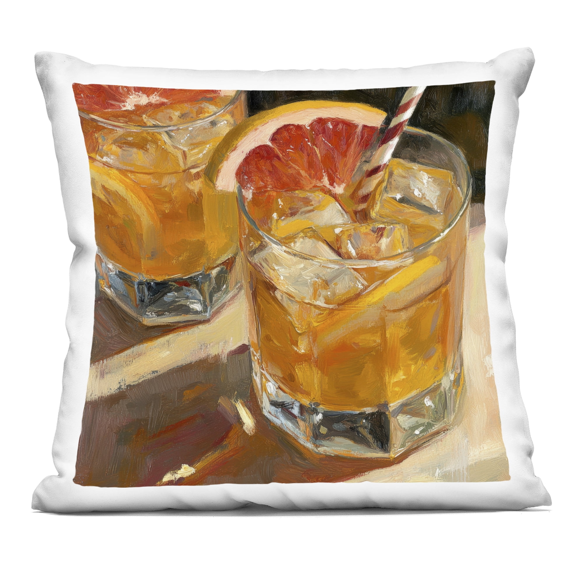 Stupell Industries Grapefruit Cocktail with Ice Cubes Decorative Printed Throw Pillow, design by Petal Prints Design, 18 x 7 x 18