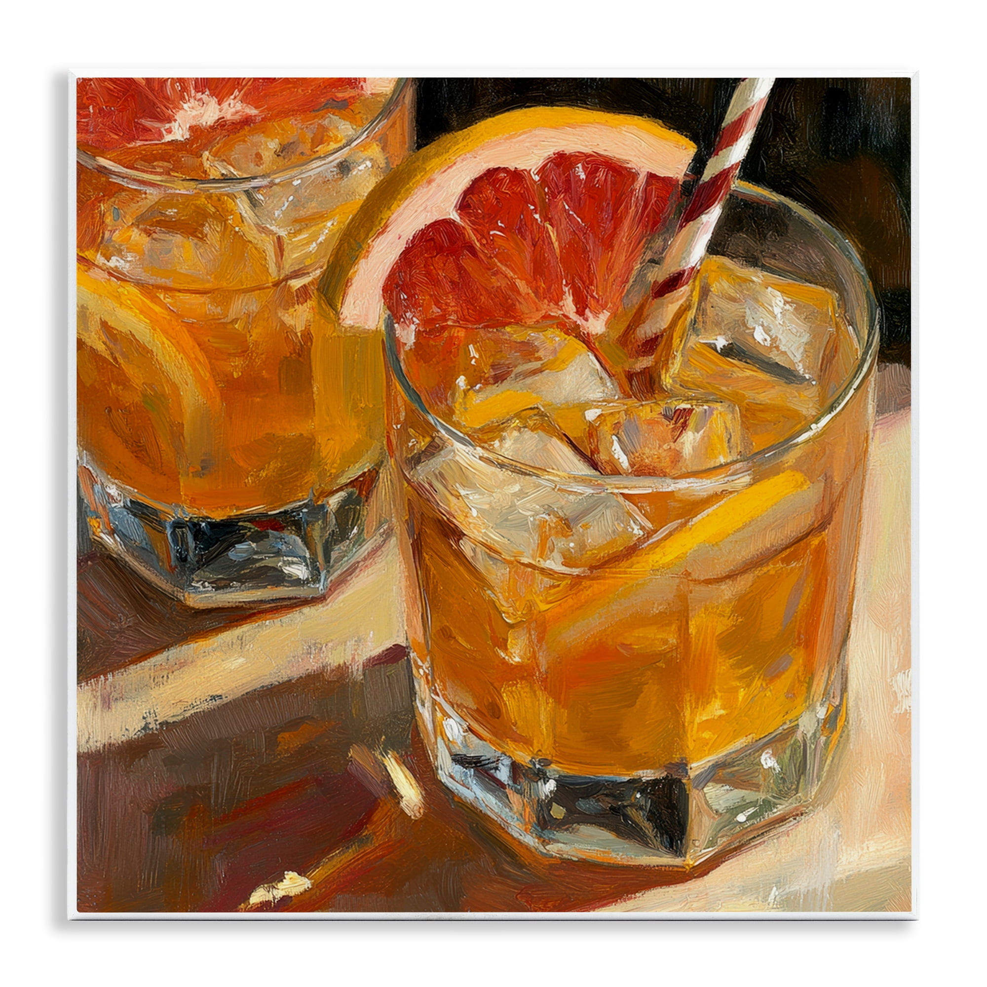 Stupell Industries Grapefruit Cocktail with Ice Cubes Wall Plaque Art, design by Petal Prints Design