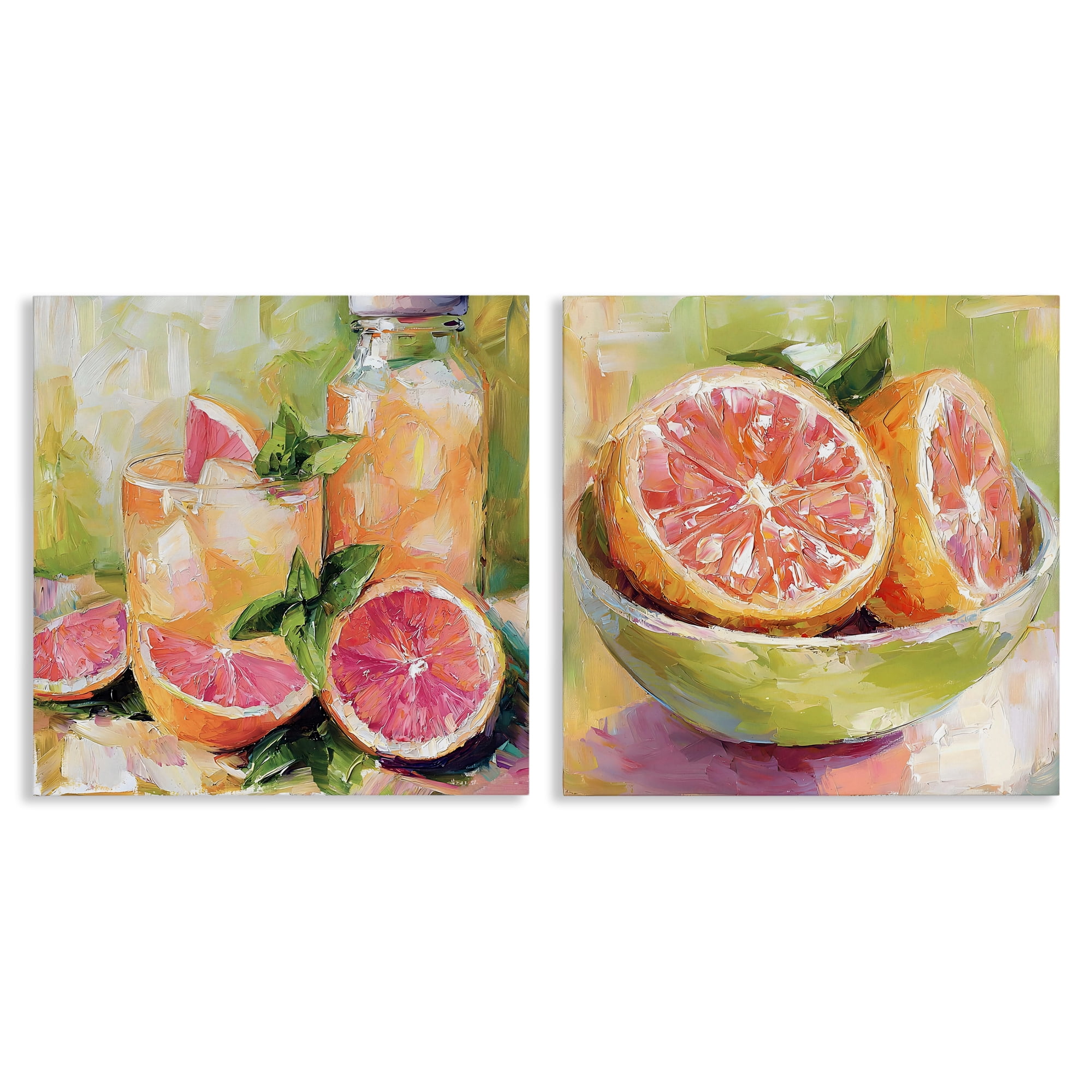 Stupell Industries Grapefruit Drinks & Fruits 2 Piece Canvas Wall Art Set, design by Riley B