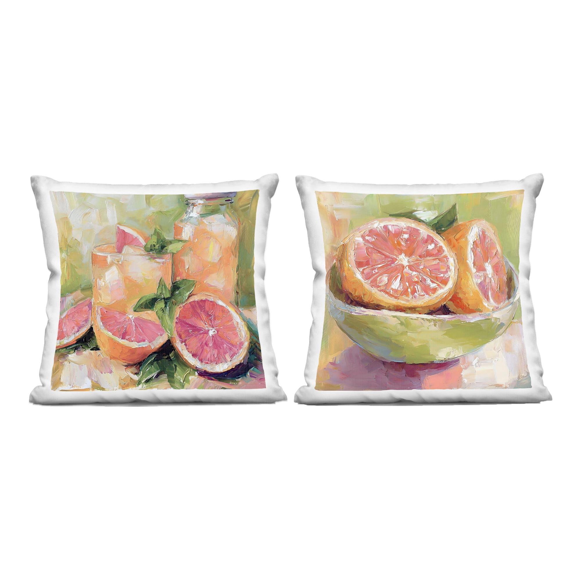 Stupell Industries Grapefruit Drinks & Fruits 2 Piece Decorative Printed Throw Pillow Set, design by Riley B, 18 x 7 x 18