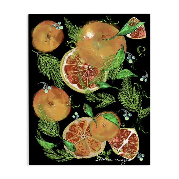 Stupell Industries Farmhouse Grapefruit & Ferns Medley Canvas Art, 36 x 48, by Susan Lugar