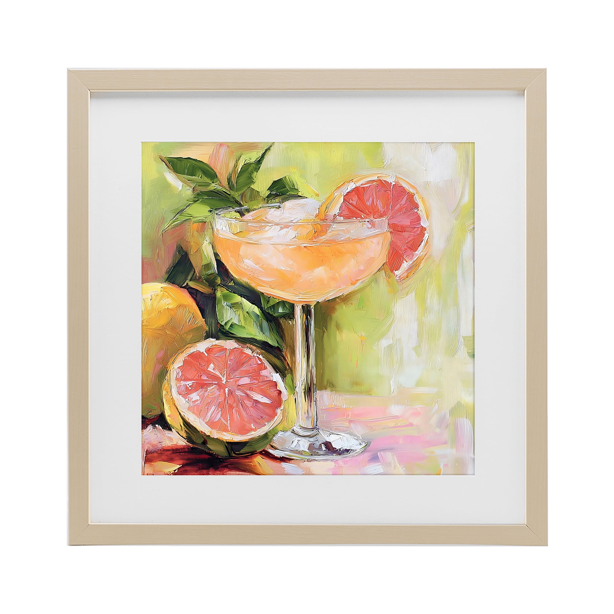 Stupell Industries Grapefruit Summer Cocktail Birch Framed Print Under Glass, design by Riley B