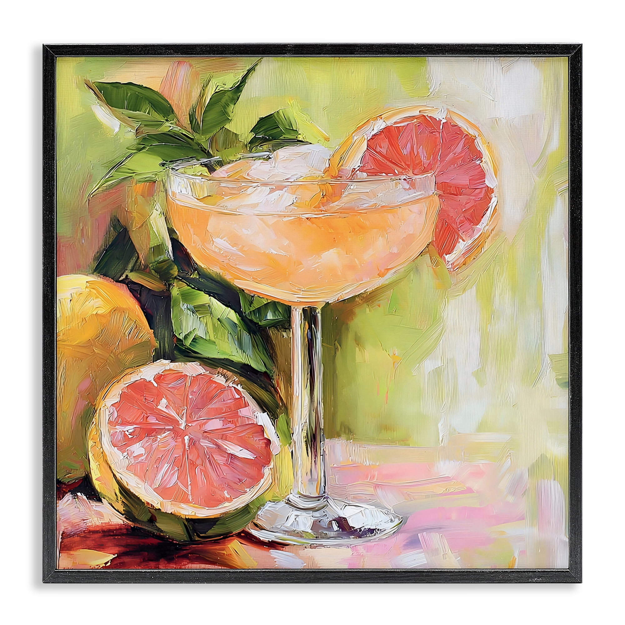 Stupell Industries Grapefruit Summer Cocktail Black Framed Giclee Art, design by Riley B