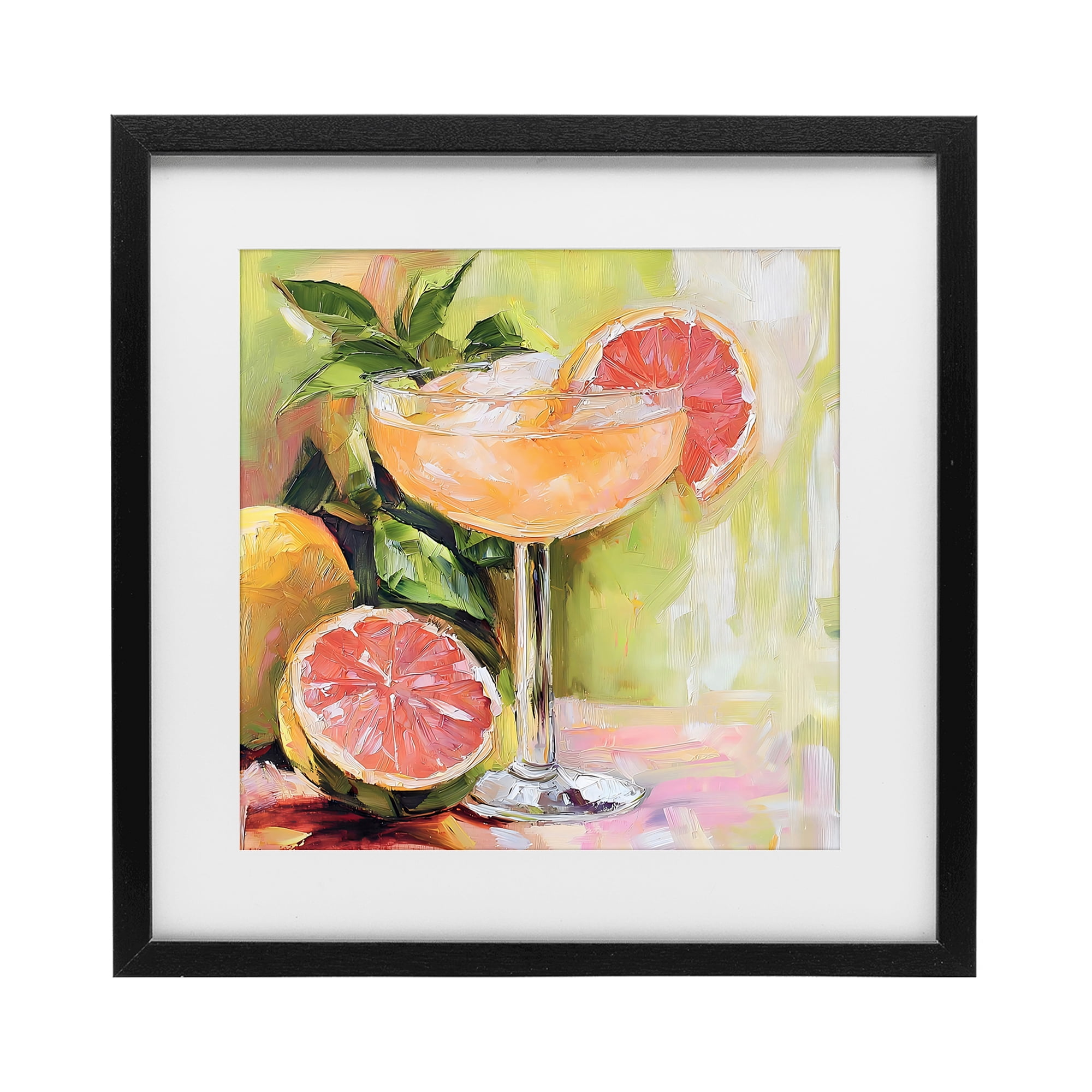 Stupell Industries Grapefruit Summer Cocktail Black Framed Print Under Glass, design by Riley B