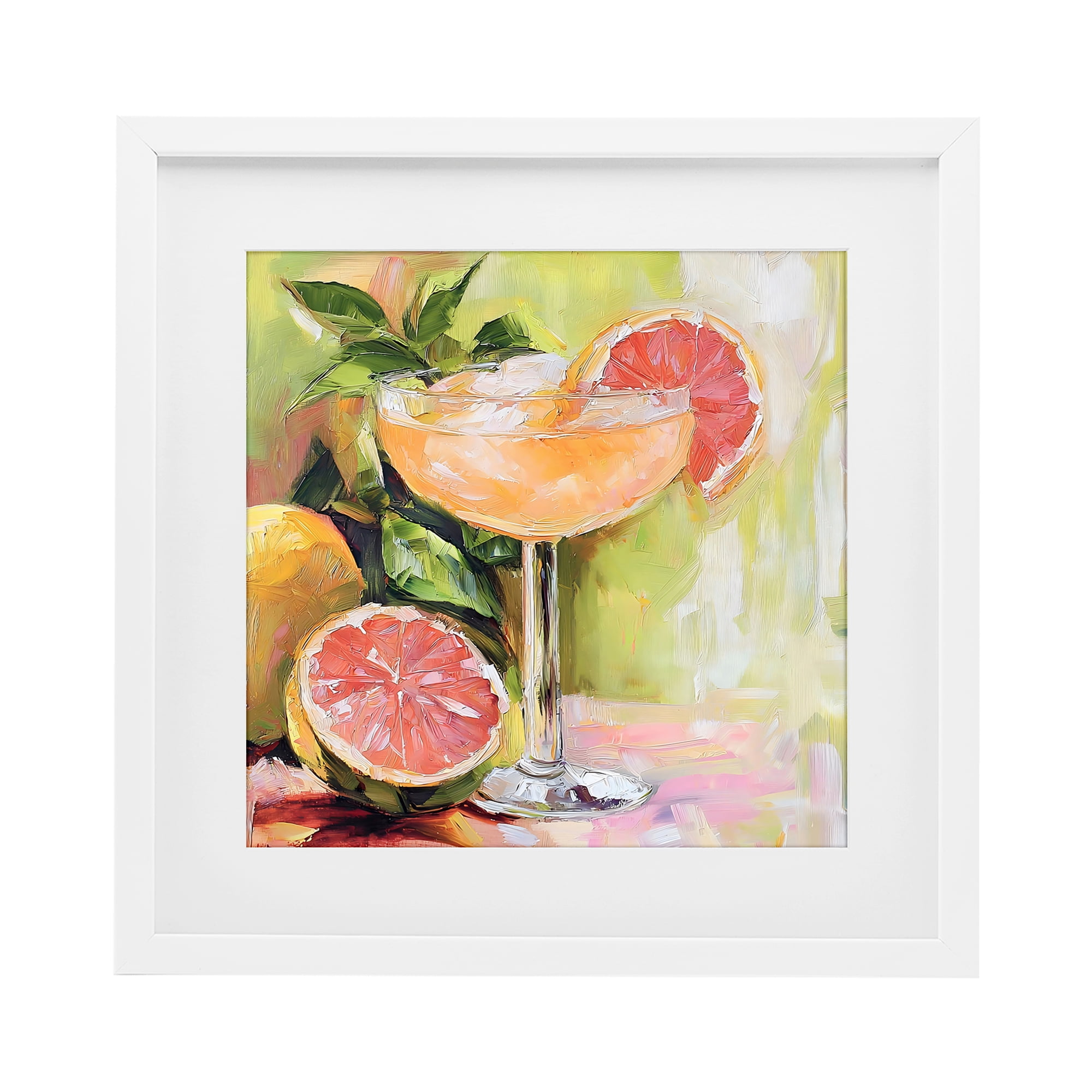 Stupell Industries Grapefruit Summer Cocktail White Framed Print Under Glass, design by Riley B