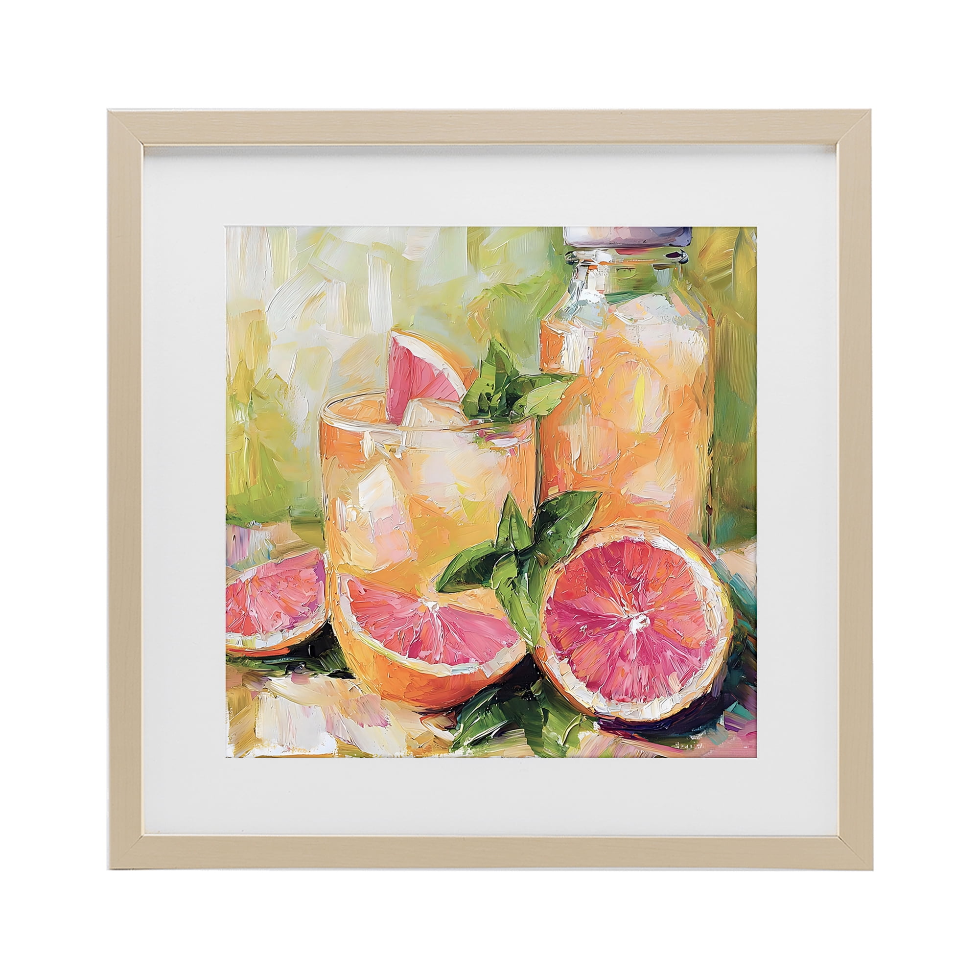 Stupell Industries Grapefruit Summer Refreshment Birch Framed Print Under Glass, design by Riley B