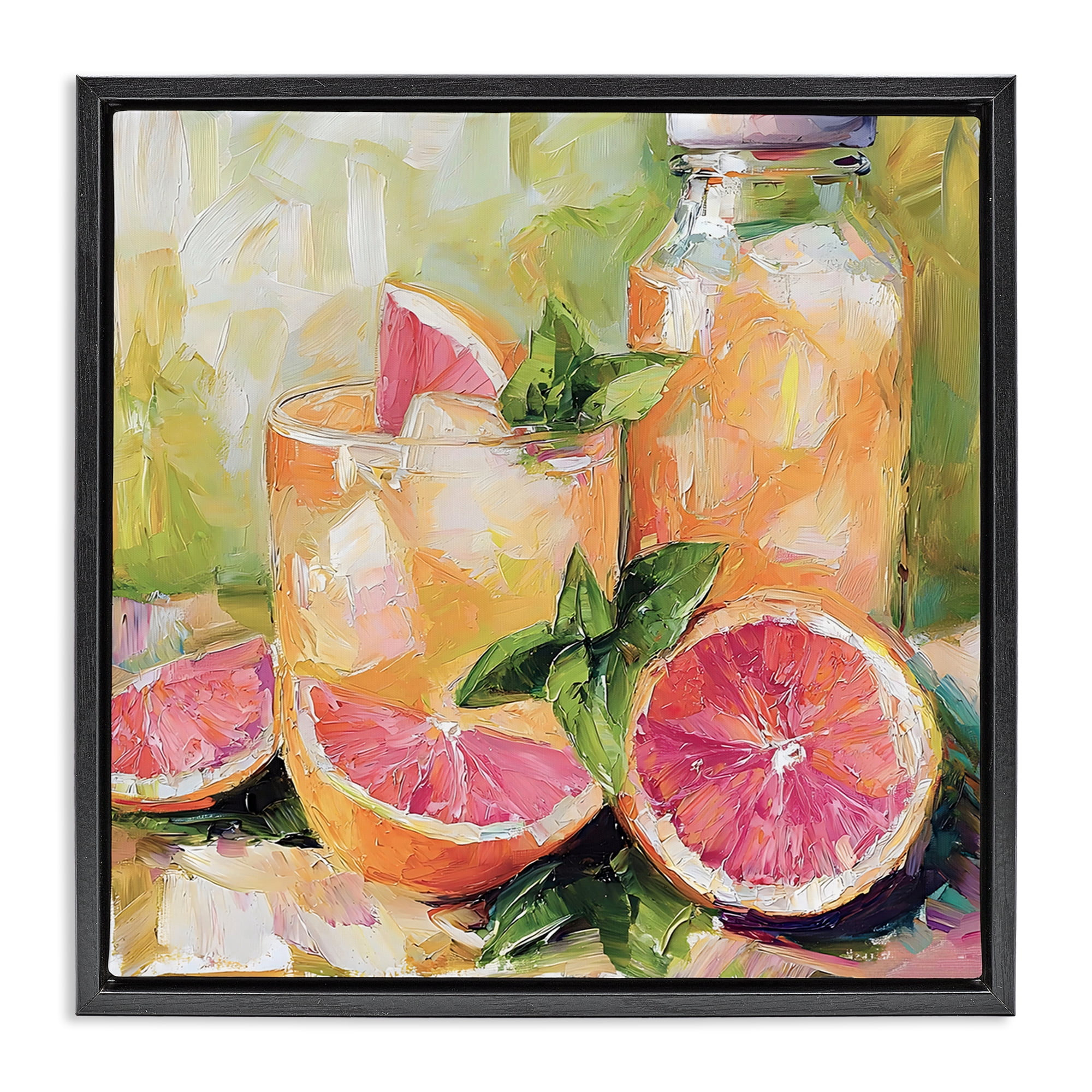 Stupell Industries Grapefruit Summer Refreshment Black Framed Floater Canvas Wall Art, design by Riley B