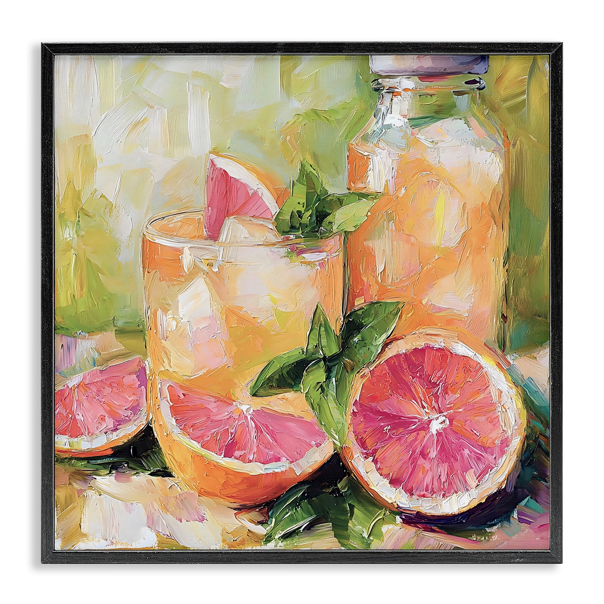 Stupell Industries Grapefruit Summer Refreshment Black Framed Giclee Art, design by Riley B