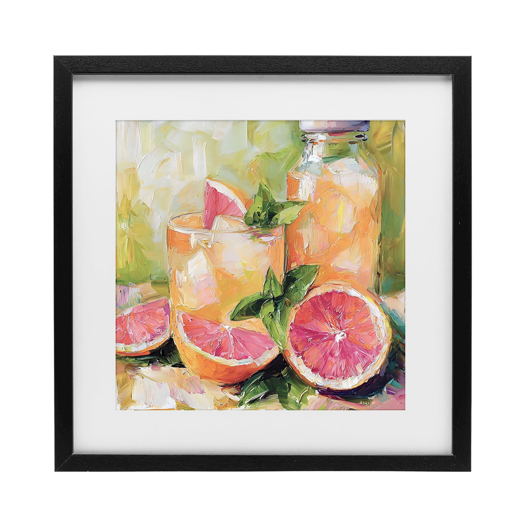 Stupell Industries Grapefruit Summer Refreshment Black Framed Print Under Glass, design by Riley B