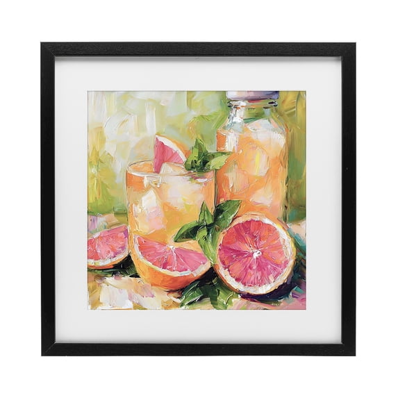 Stupell Industries Contemporary Grapefruit Summer Refreshment Black Framed Print Under Glass, 16 x 16, by Riley B