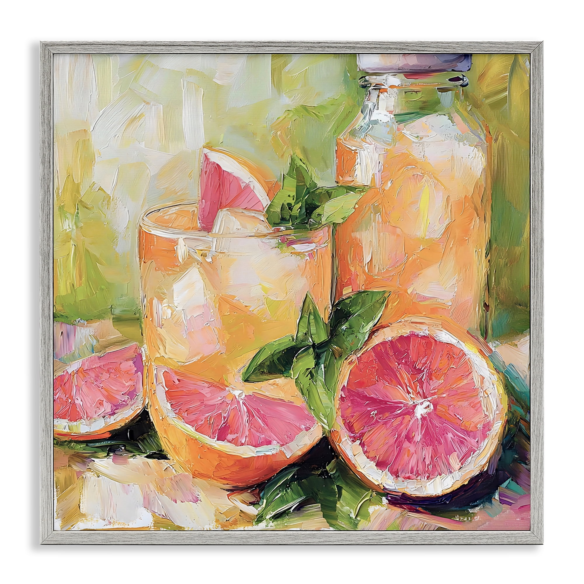Stupell Industries Grapefruit Summer Refreshment Gray Framed Giclee Art, design by Riley B
