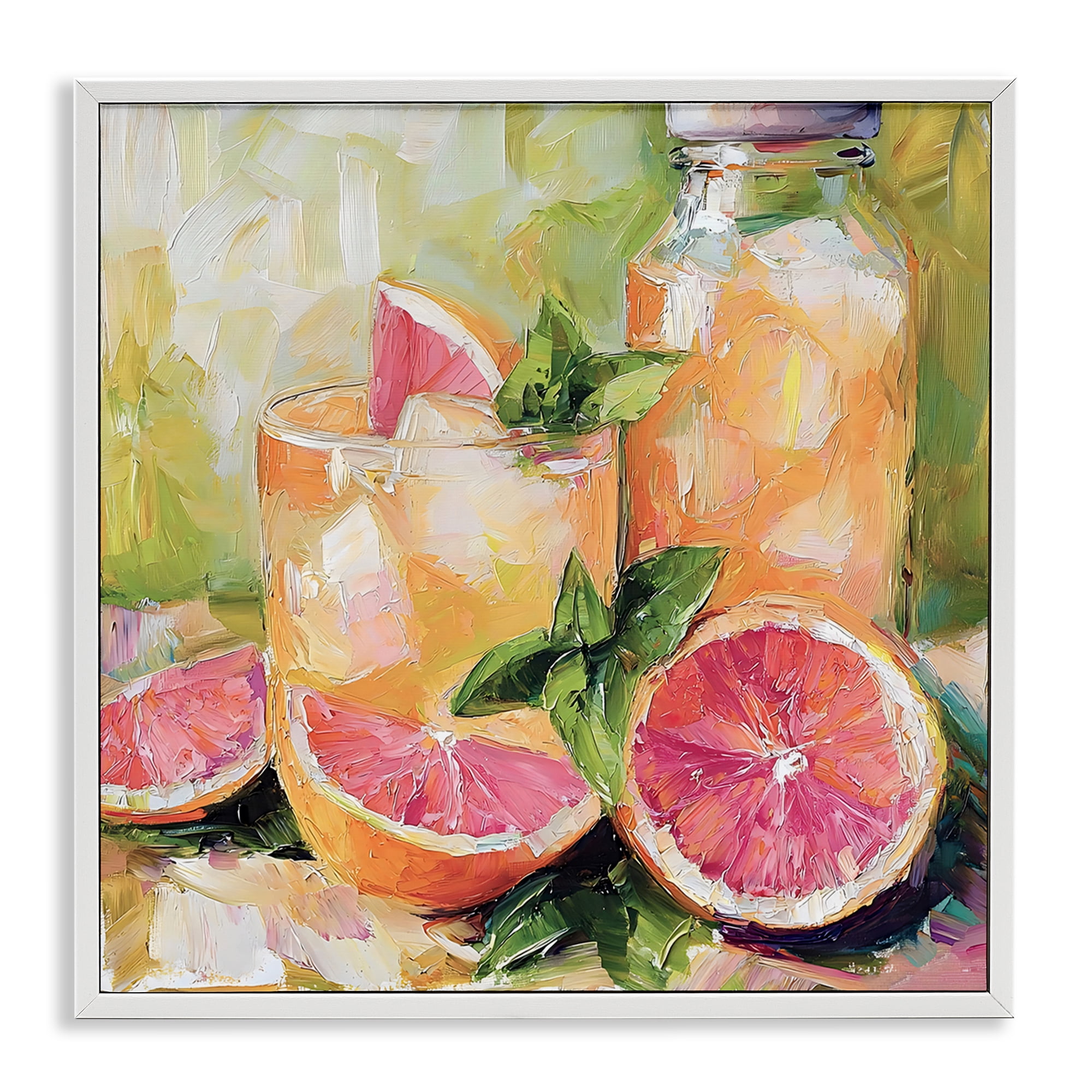 Stupell Industries Grapefruit Summer Refreshment White Framed Giclee Art, design by Riley B