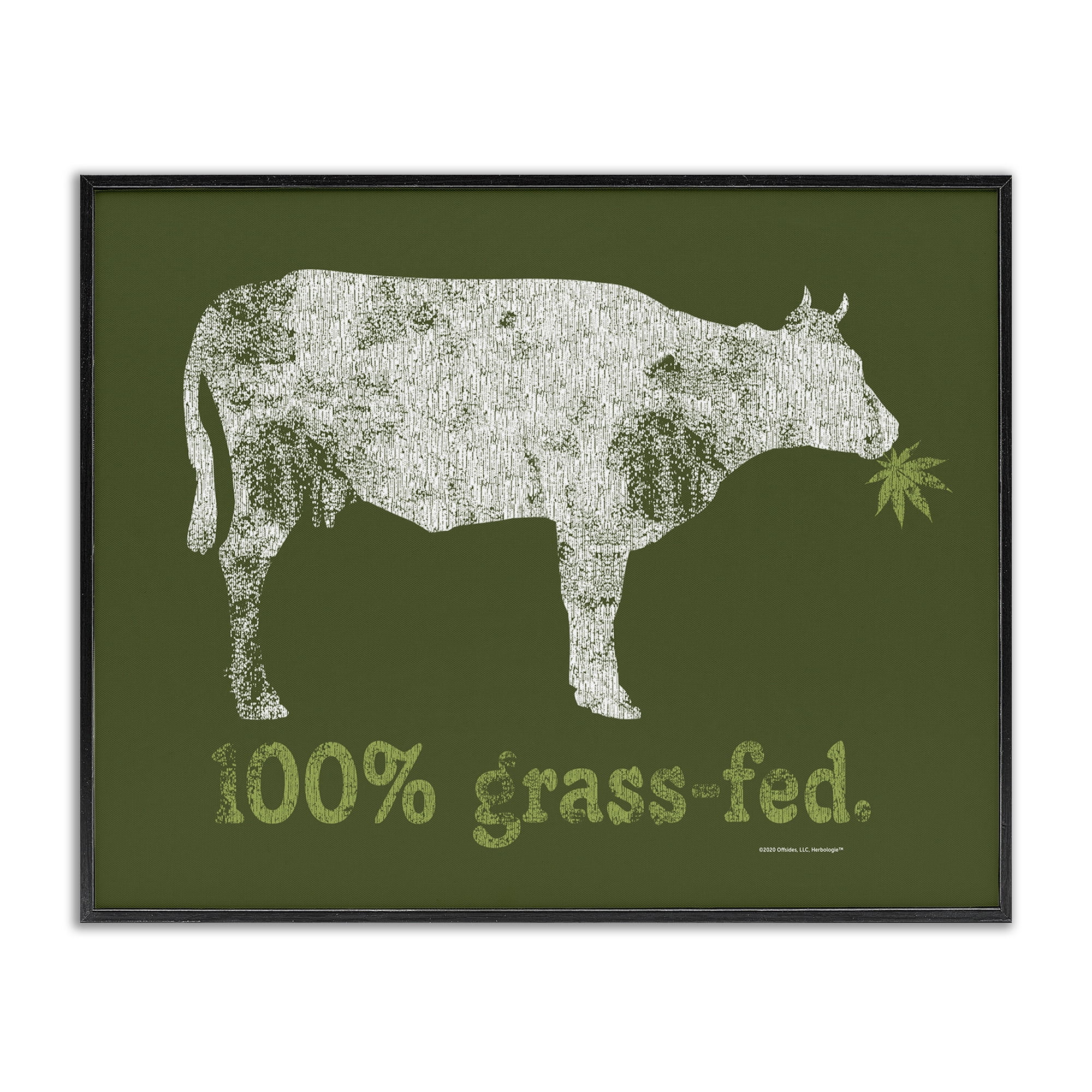 Stupell Industries Grass Fed Cow Animals Painting Black Framed Art Print Wall Art, 30 x 24