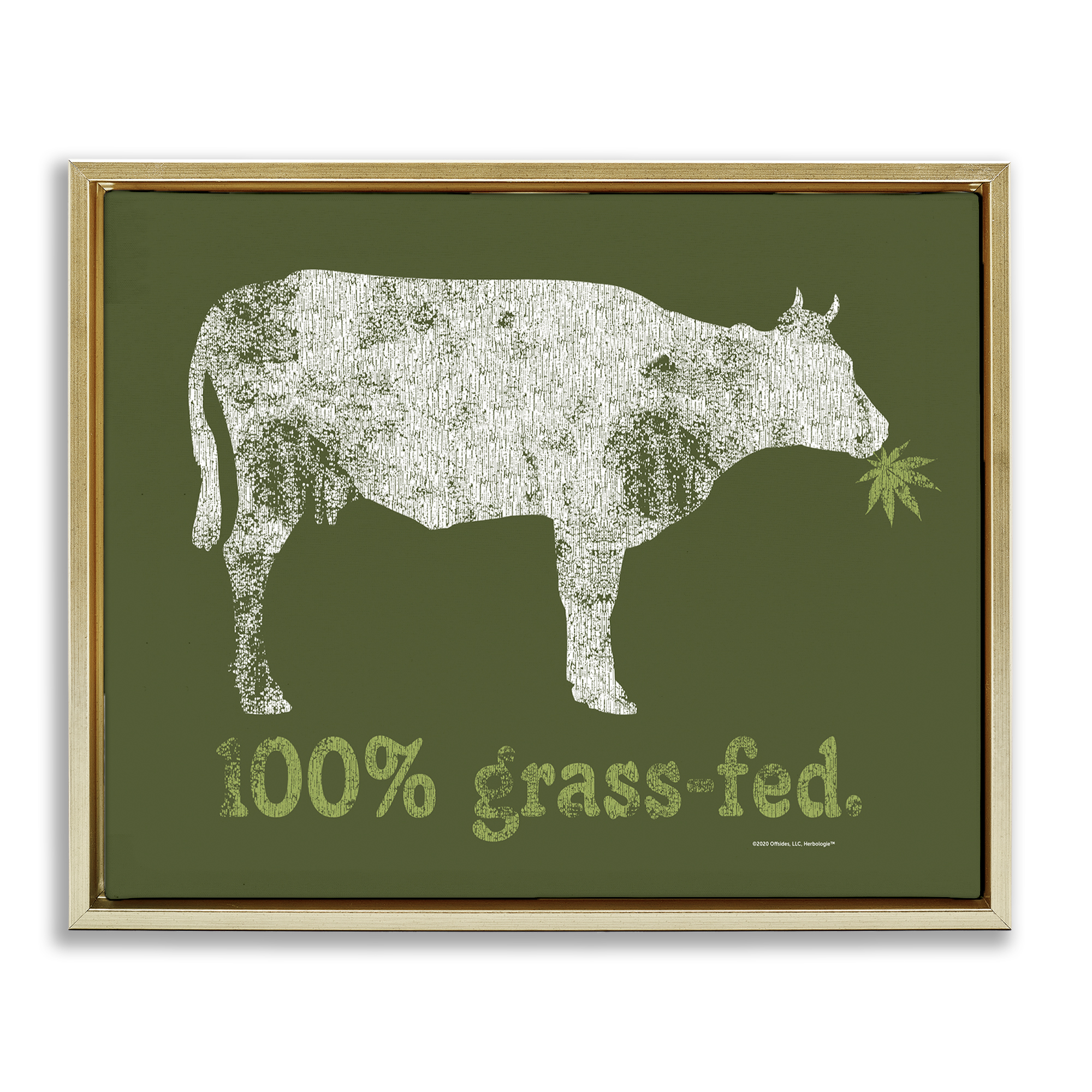 Stupell Industries Grass Fed Cow Animals Painting Gold Floater Framed Canvas Art Print Wall Art, 21 x 17