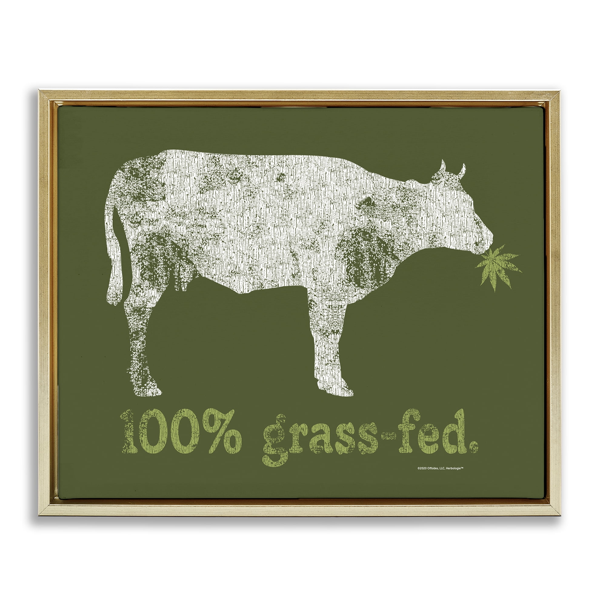 Stupell Industries Grass Fed Cow Animals Painting Gold Floater Framed Canvas Art Print Wall Art, 31 x 25