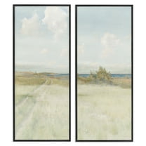 Stupell Industries Grass Path to Beach Alcove Landscape & Nature Painting Black Framed Art Print Wall Art, 10 x 24, Set of 2