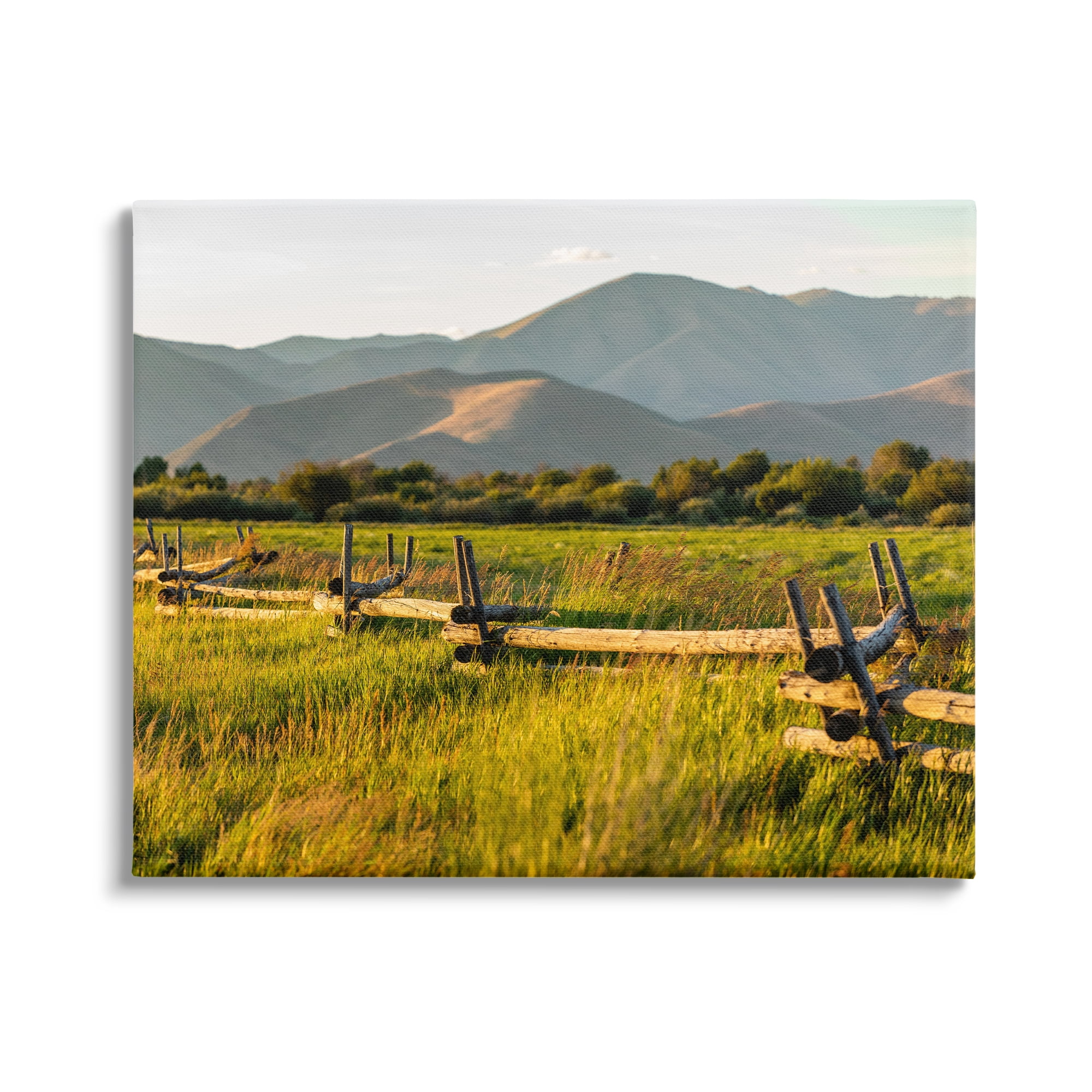 Stupell Industries Grassland Farm Fence Countryside Sunny Mountain Scene Photograph Gallery Wrapped Canvas Print Wall Art, Design by Steve Smith